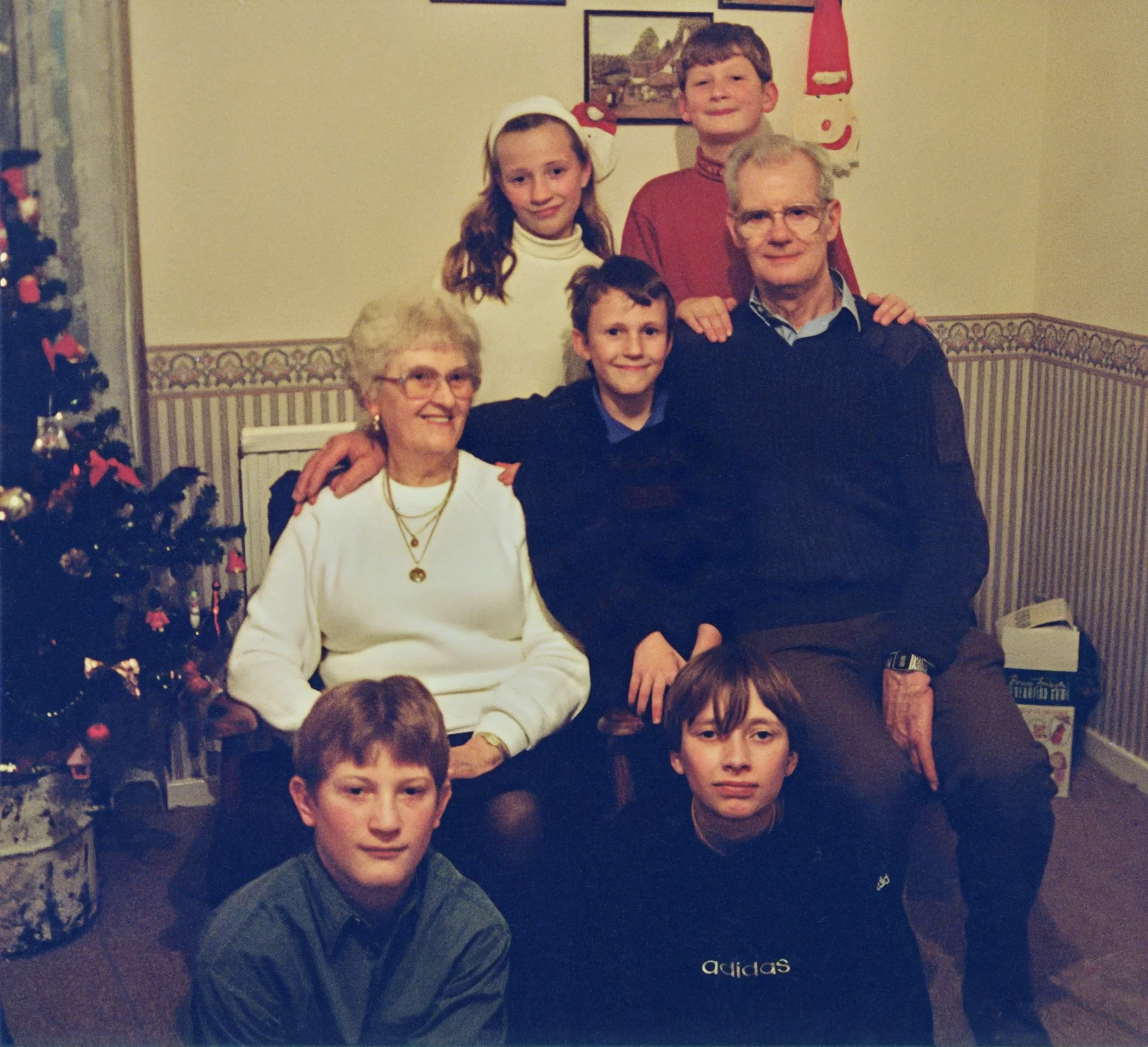 old family photograph at christmas in the 80s