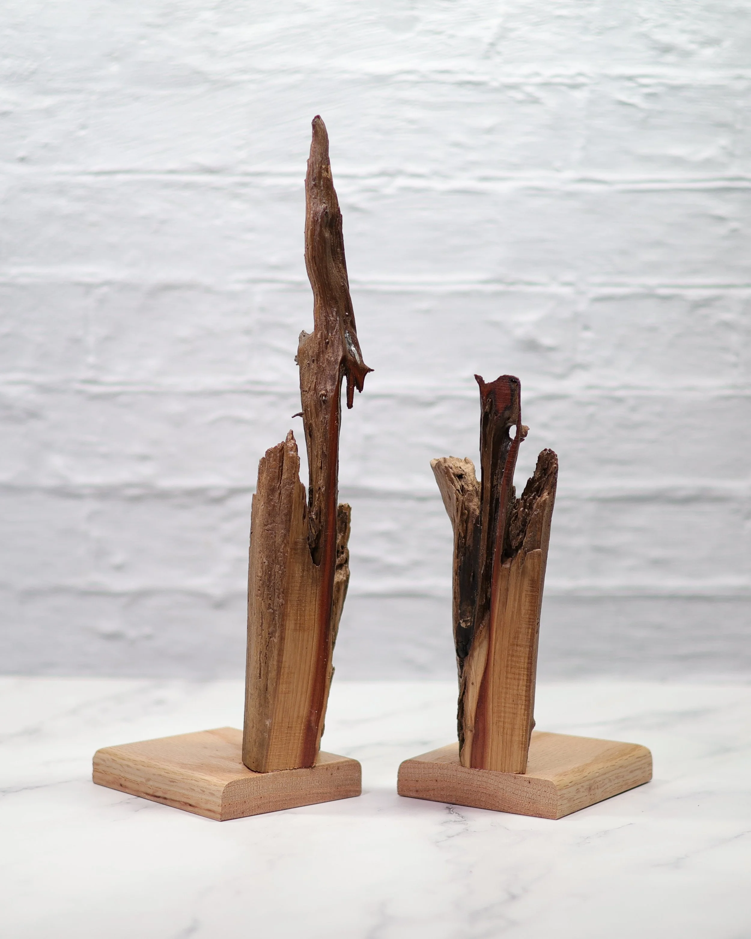 Cedar Rootball Bookends with Oak Base