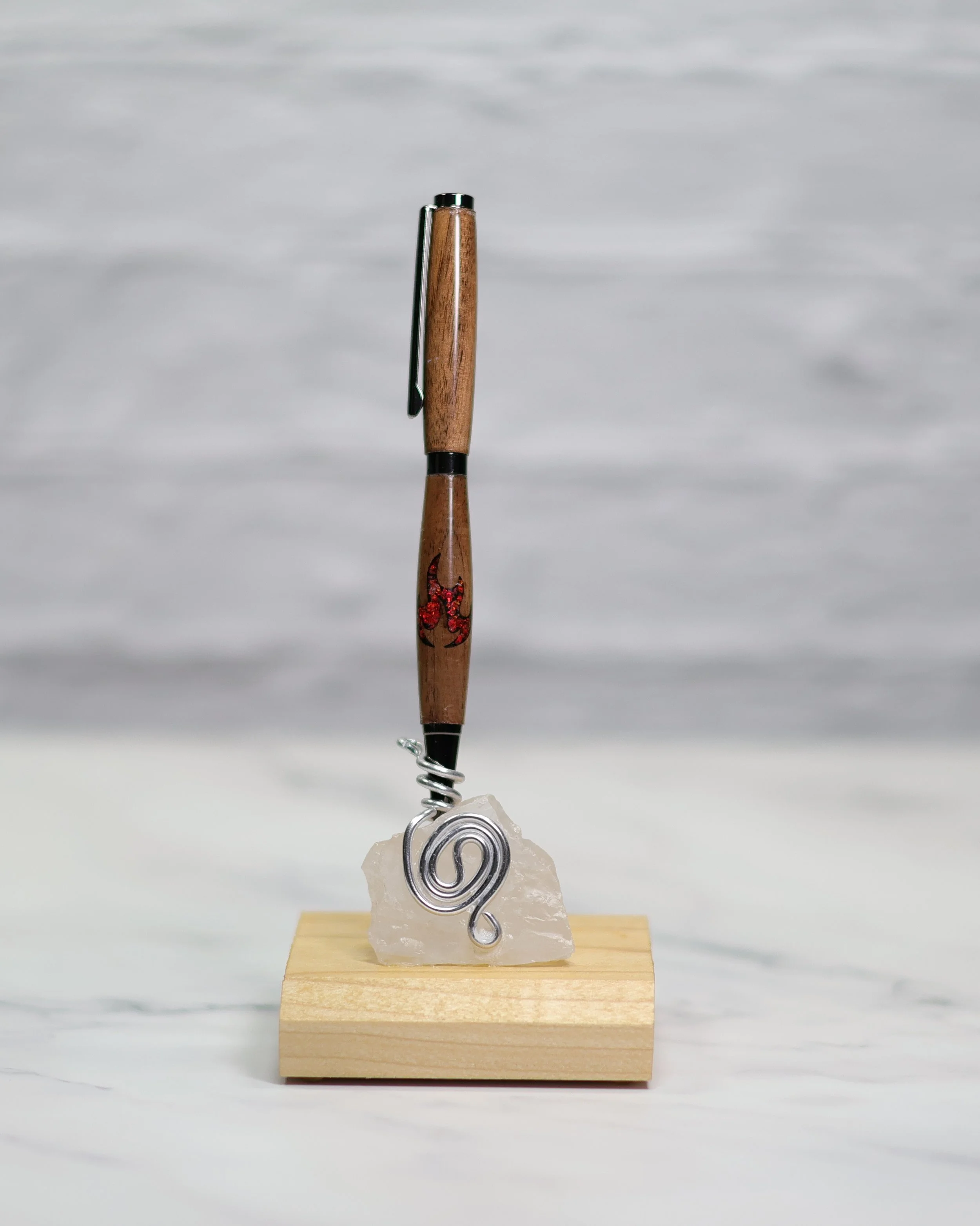 Dark Walnut & Red Opal Pen