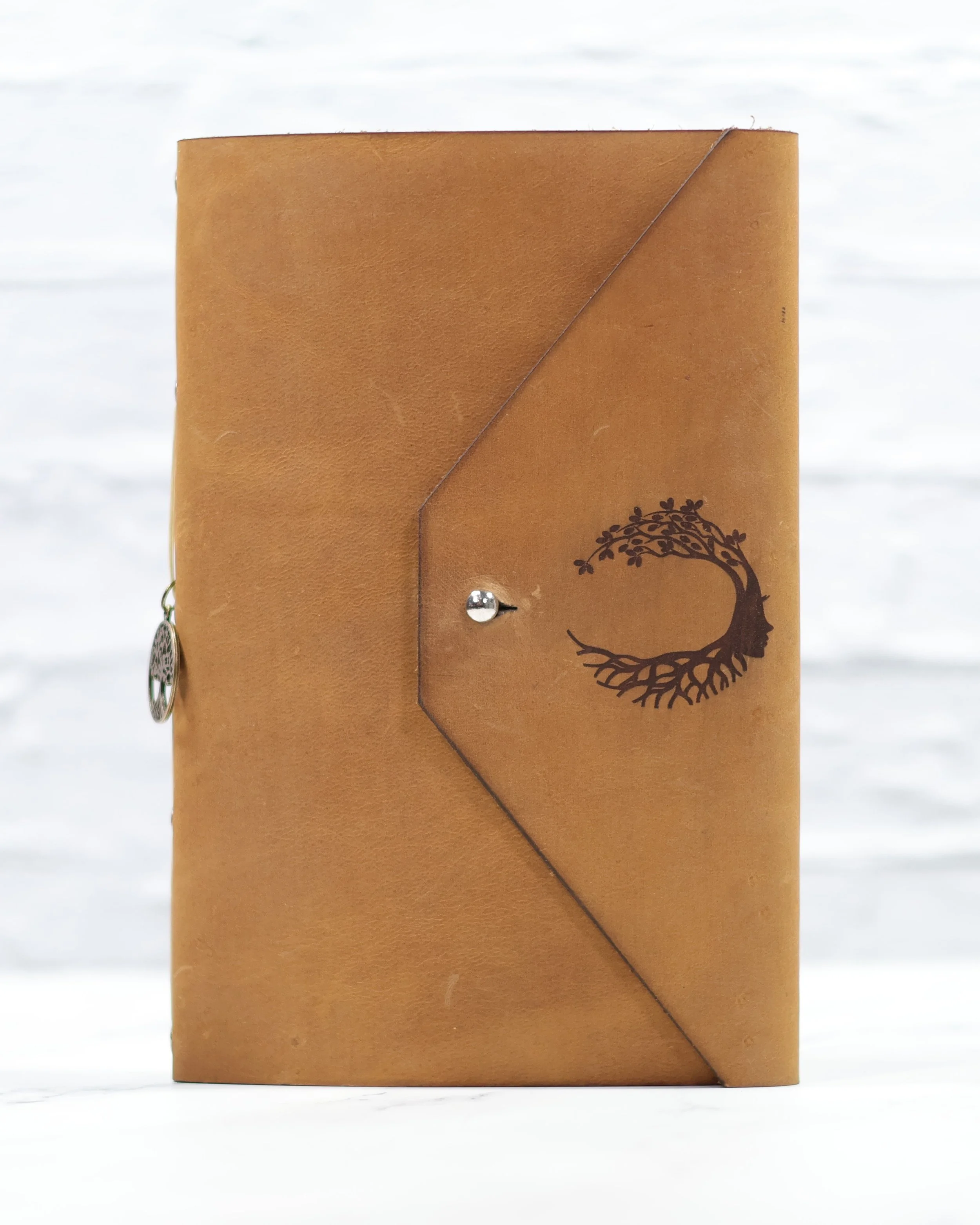 Large Stitched Antique Tan Leather Journal (Mother Earth)