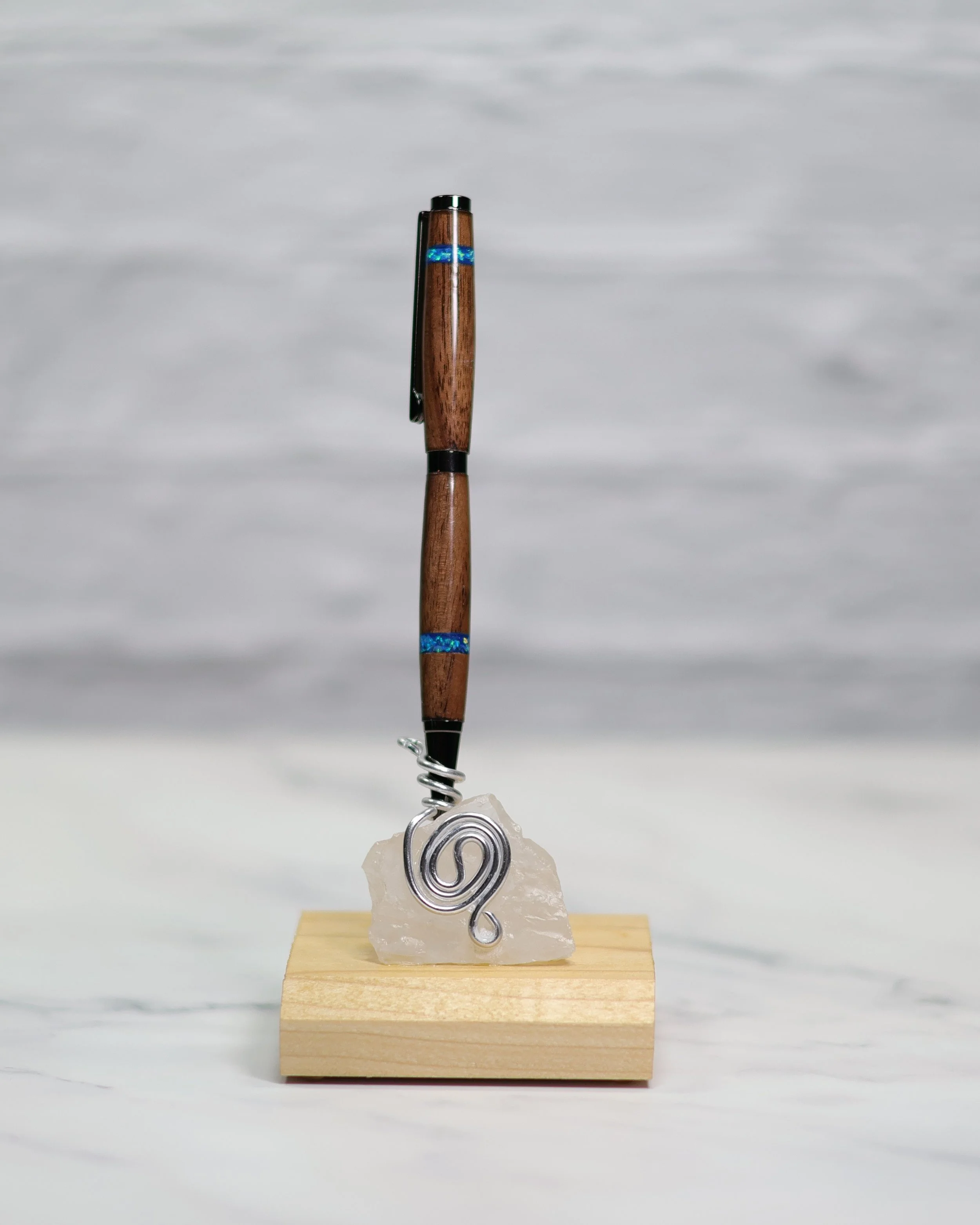 Dark Walnut & Blue Opal Pen