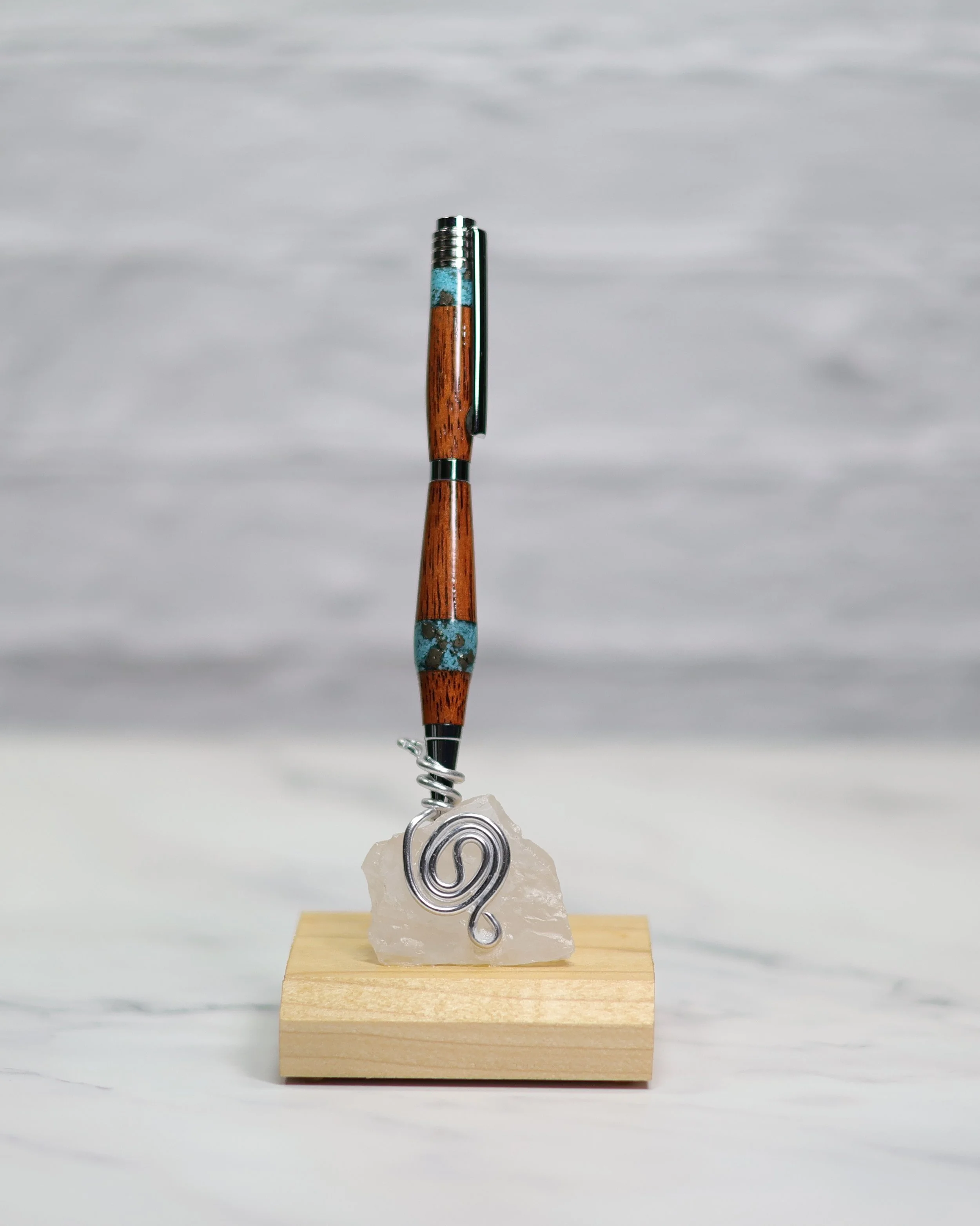 Merbau, Turquoise & Pyrite Pen