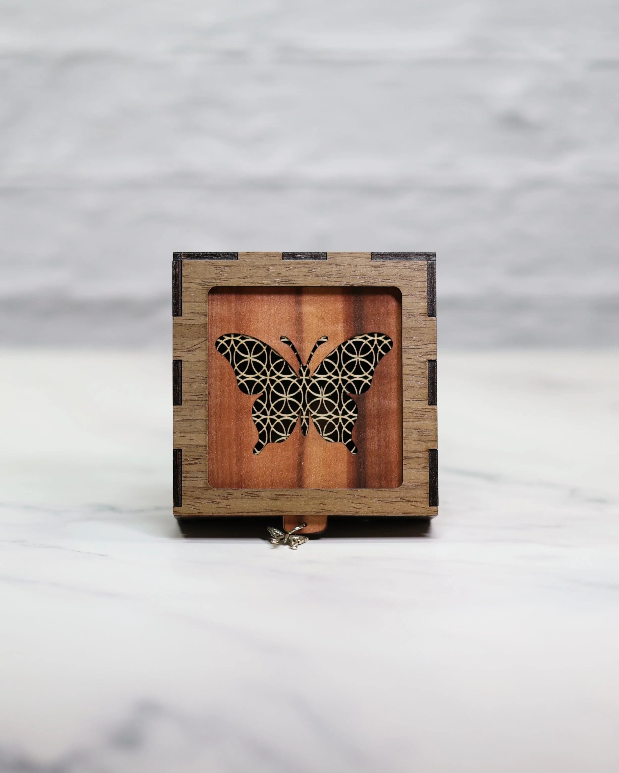 Walnut Box with Exotic Veneer           (Small 3.5x3.5x1.5)