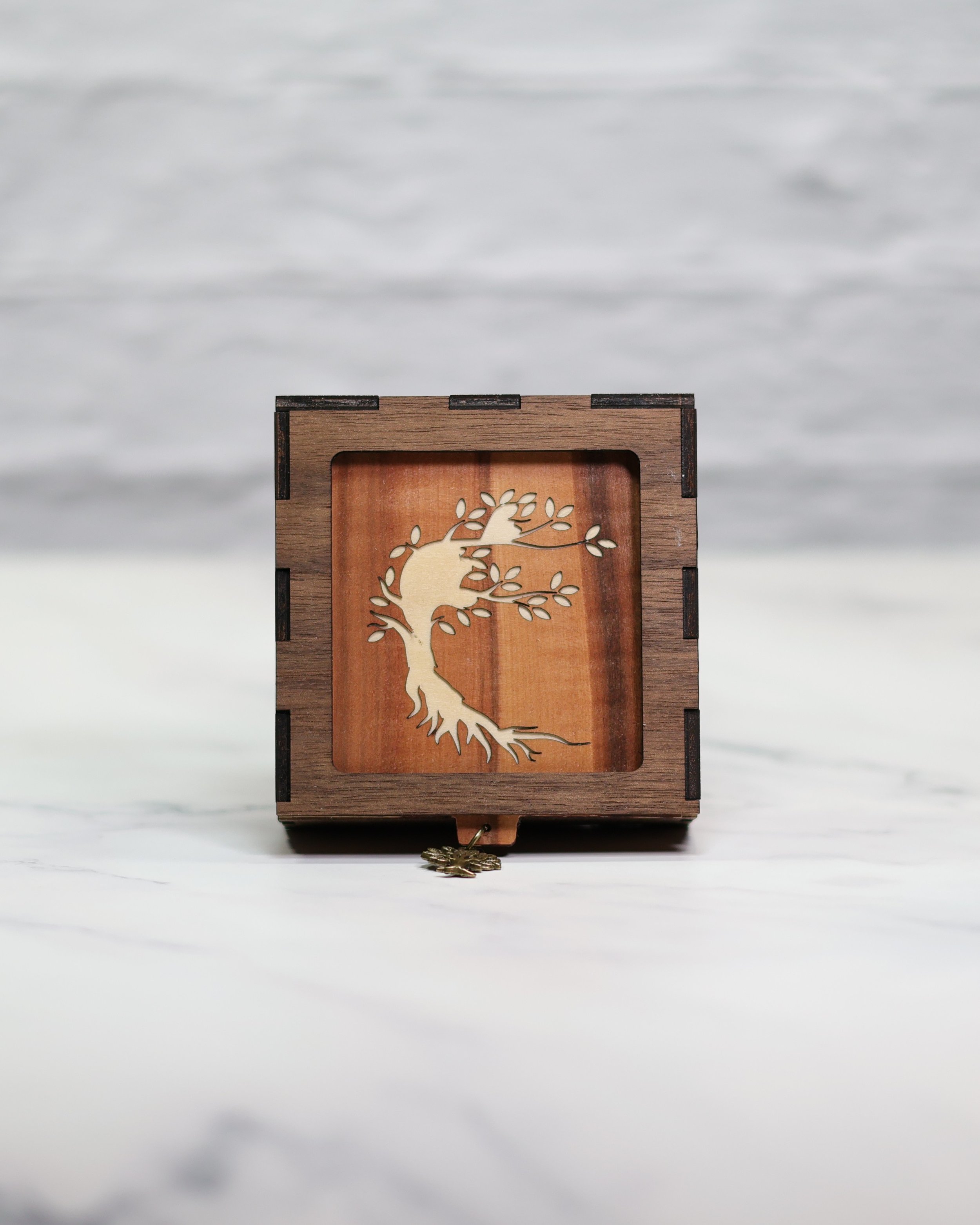 Walnut Box with Exotic Veneer           (Small 3.5x3.5x1.5)