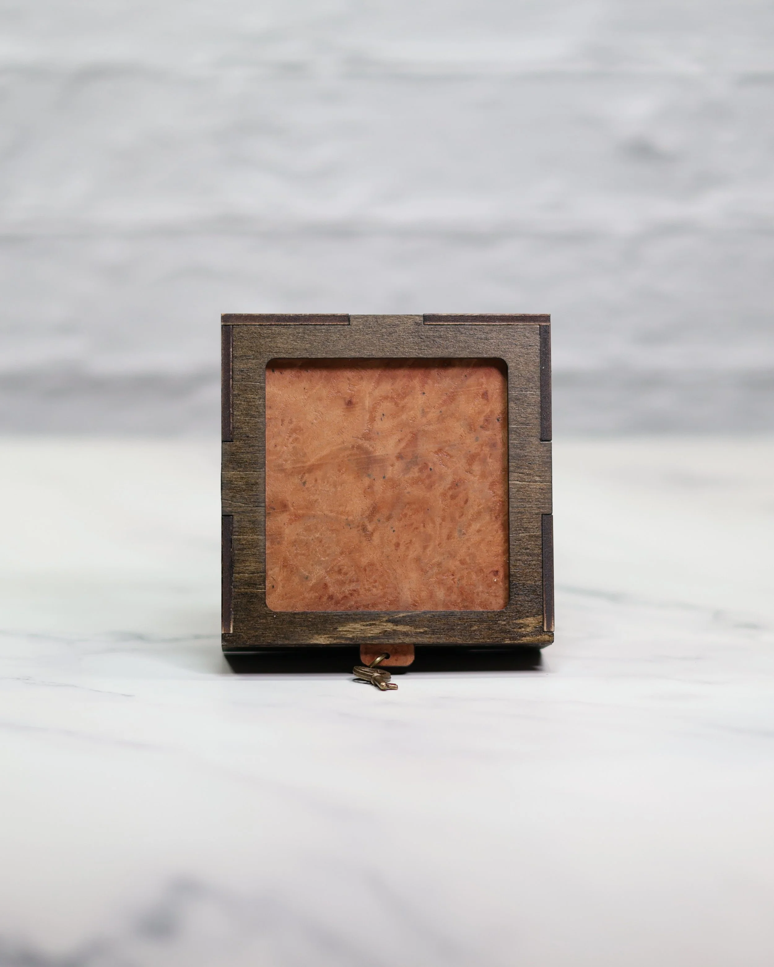 Stained Basswood  Box with Exotic Veneer Top          (Small 3.5x3.5x1.5)
