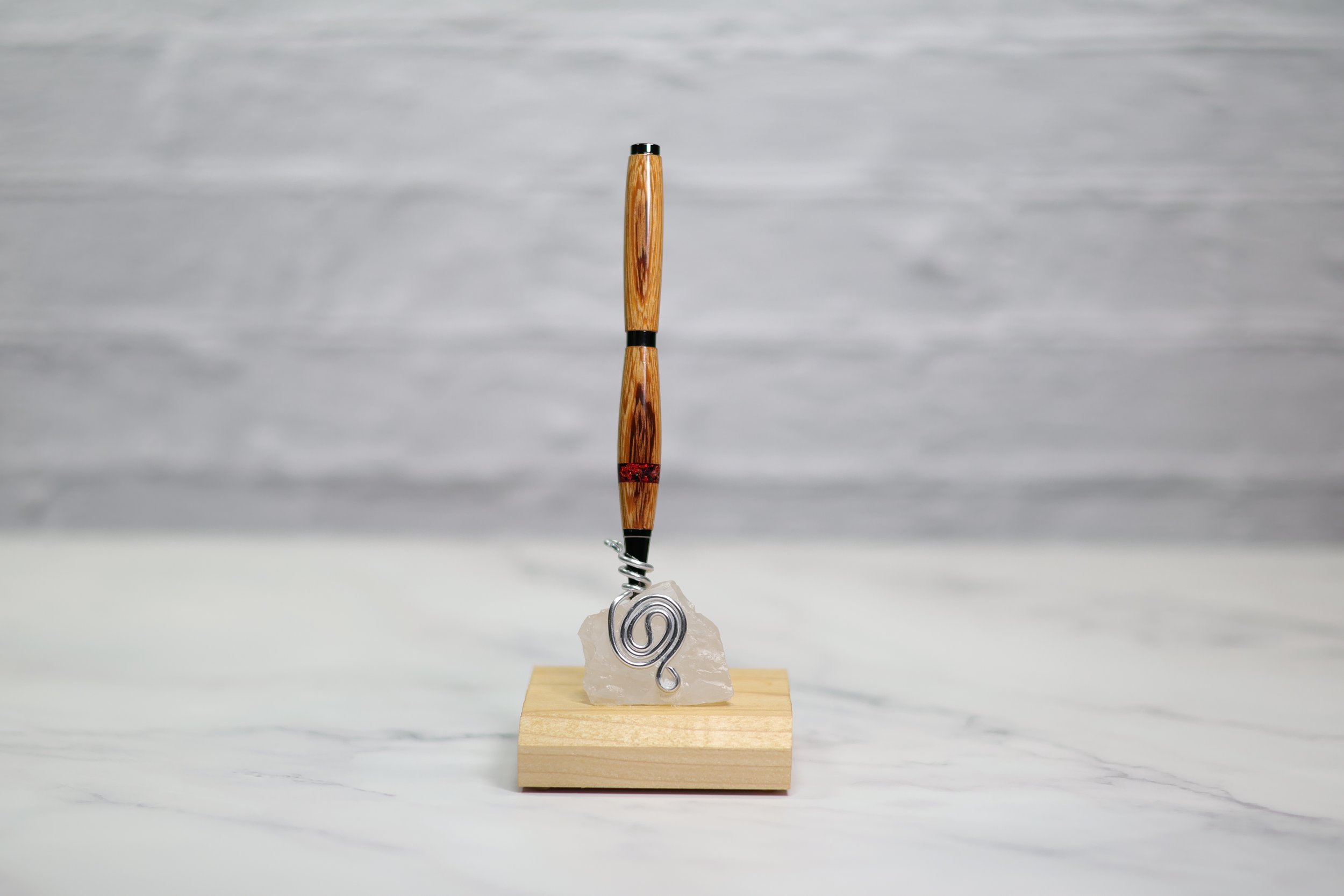 Olive Wood &  Red-Black Opal Pen
