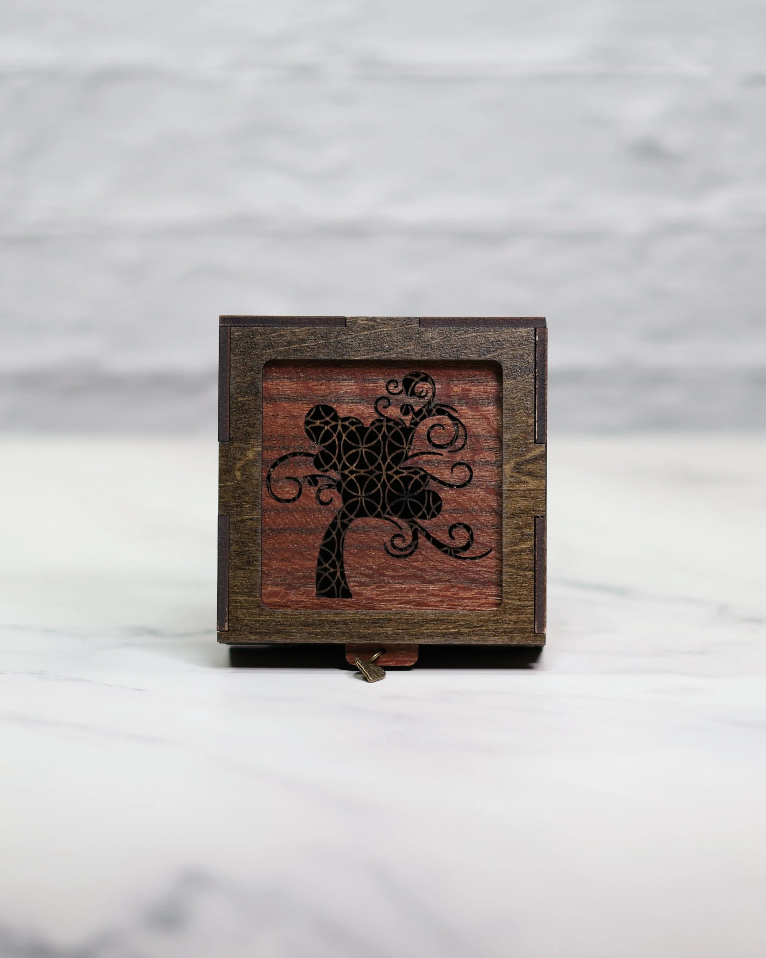 Stained Basswood Box with Exotic Veneer Cover  (Small 3.5x3.5x1.5)