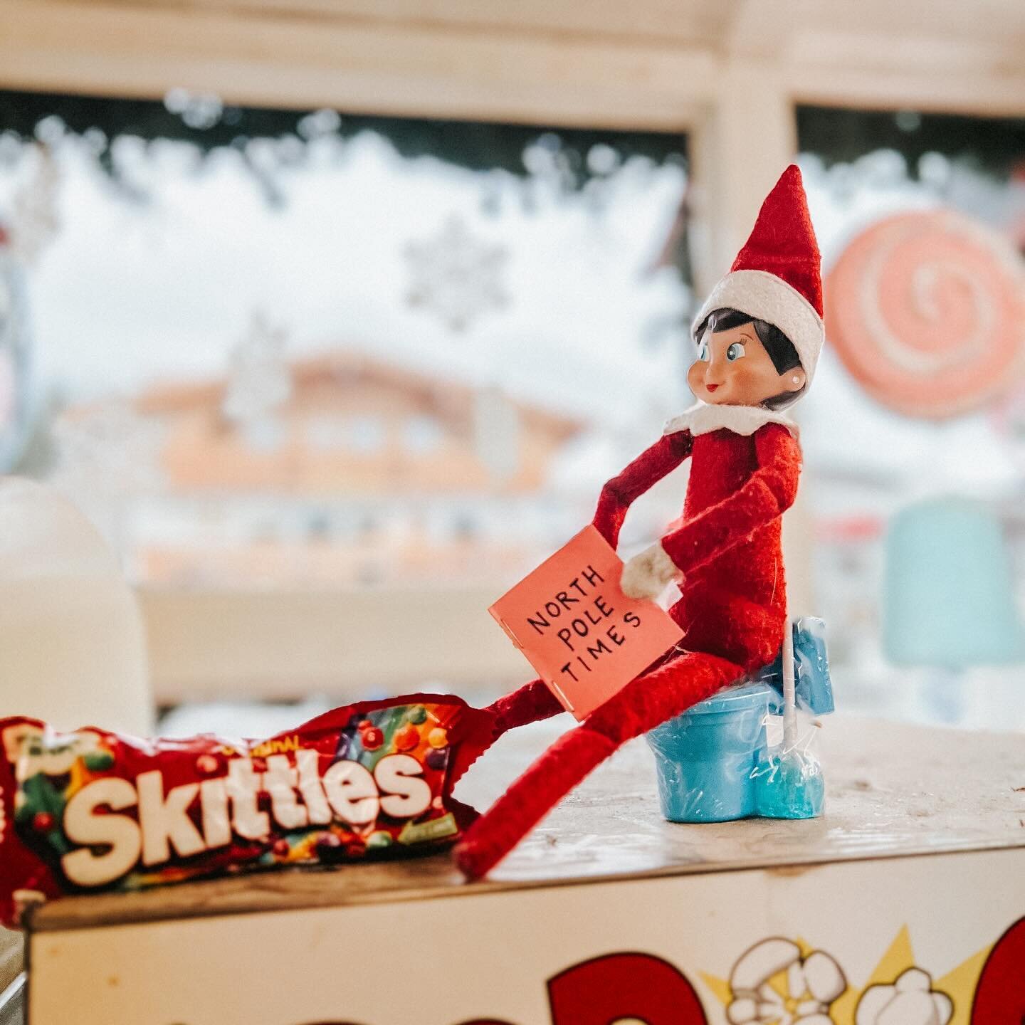 Skittles is getting into all kinds of trouble this year! Look what we came into this morning at the shop!😩🎄 #elfontheshelf
