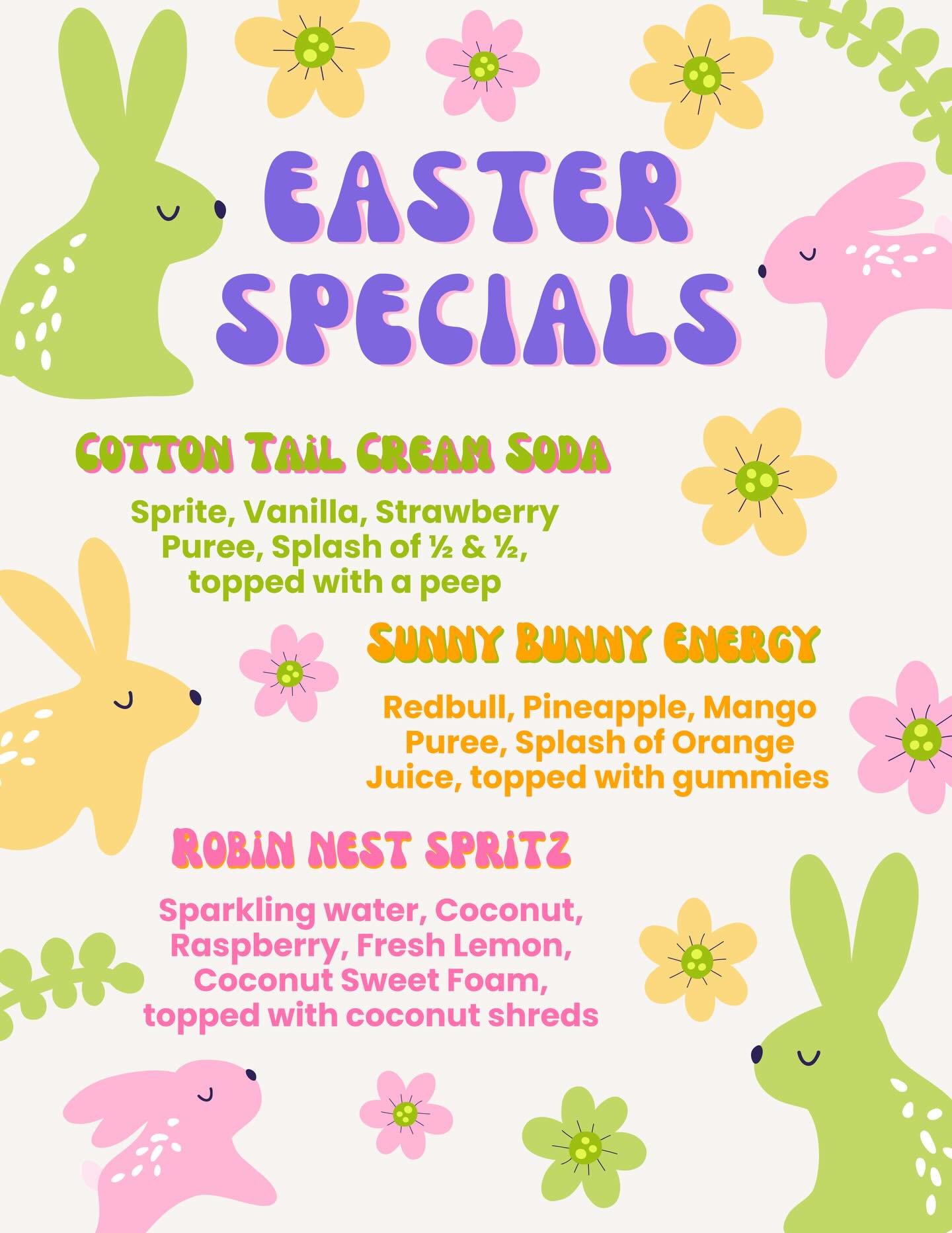 New drink specials are here!🐣🐰🌷 Which one are you drinking first?👀