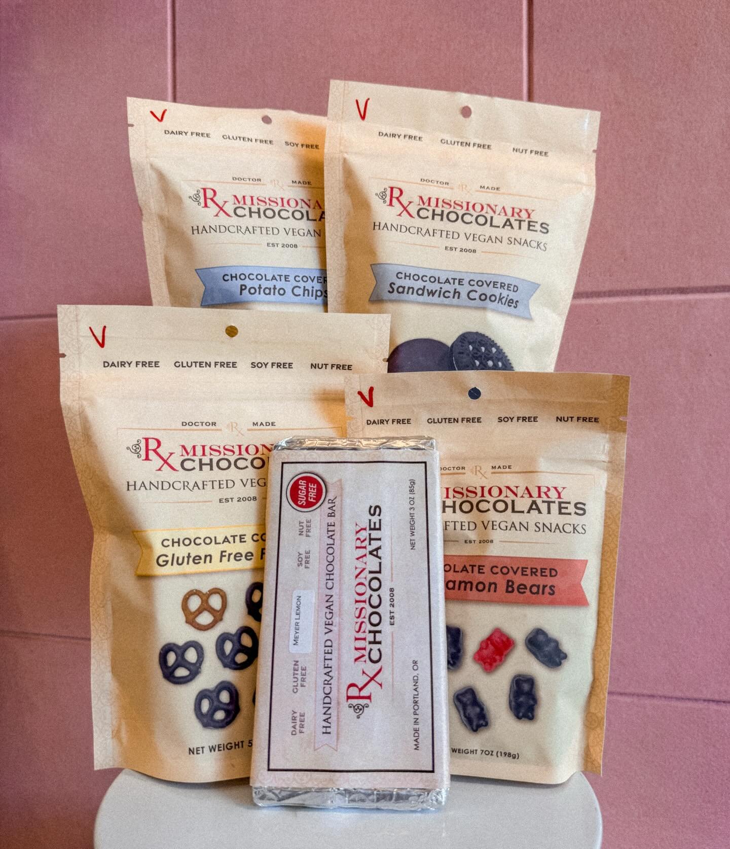 We just restocked all of our vegan &amp; gluten free chocolate from @missionarychocolates! Come by and check out our selection of allergen friendly treats sometime!💖🍫