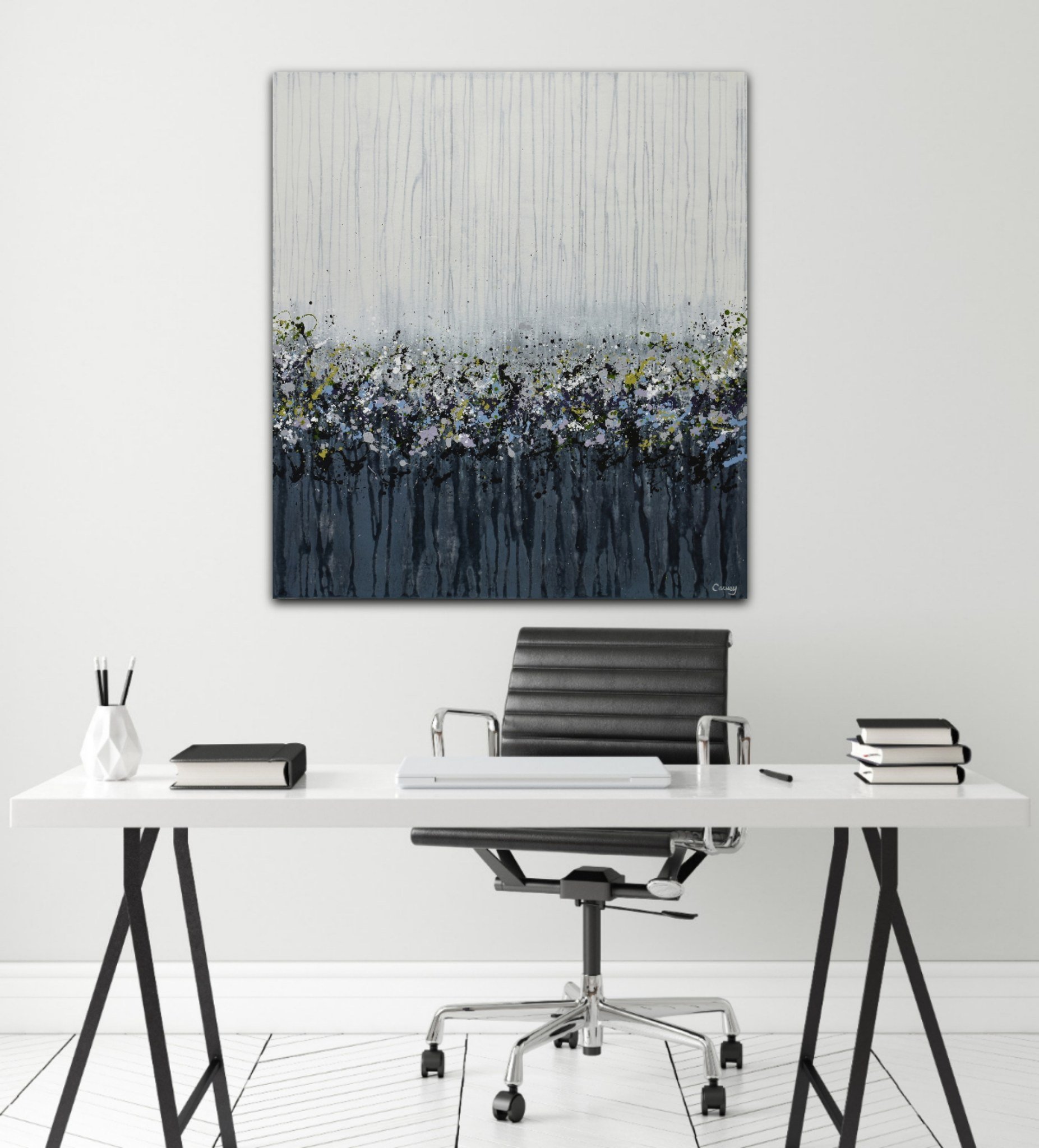 Explore the enchanting &quot;Midnight Moss&quot; artwork in beautiful in-context images. See how it brings harmony to different spaces like living rooms and offices. Experience its unique creativity, originality, and calm charm firsthand.
...
D&eacut