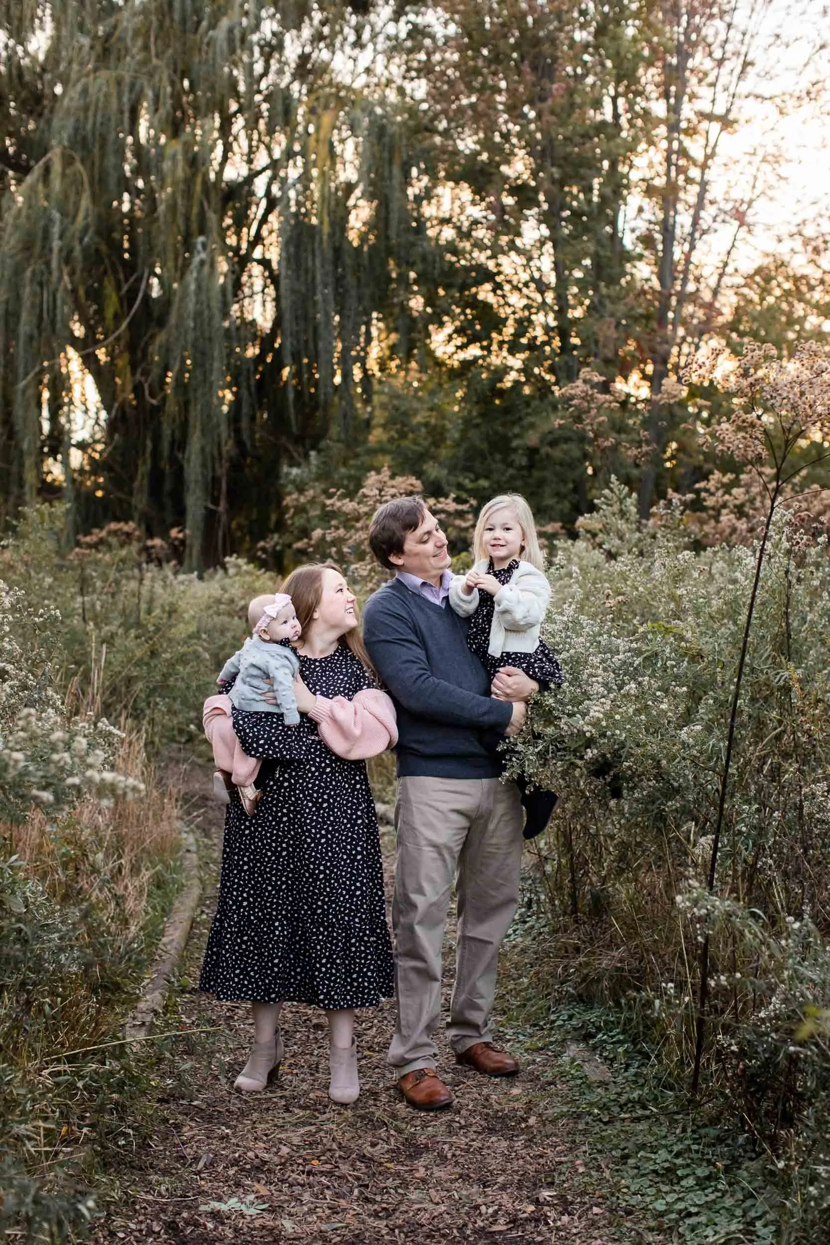 Chicago Fall family session during sunset at Winnemac Park