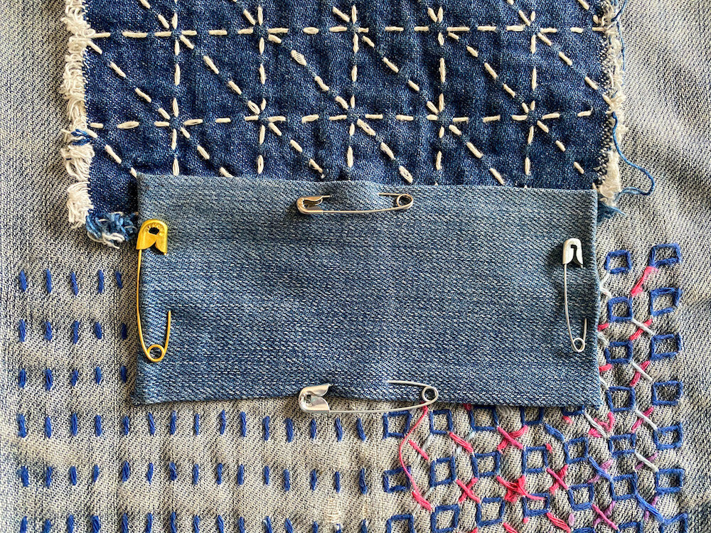 Inner thigh patch for some much loved uniqlo jeans in a cut they no longer  sell : r/sashiko