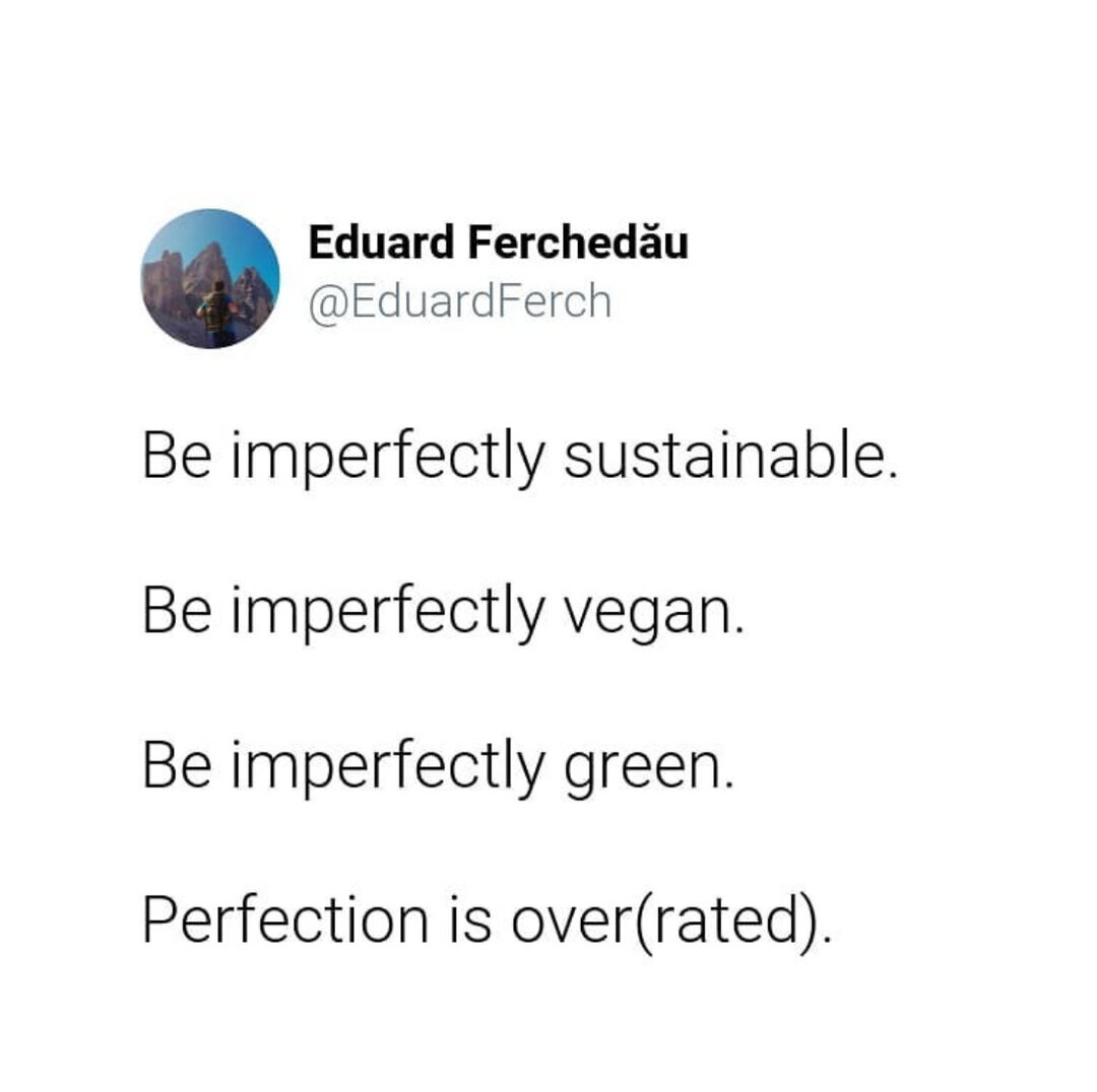 Focus on the small changes and doing your best, rather than having an all or nothing mindset.⠀⠀⠀⠀⠀⠀⠀⠀⠀
⠀⠀⠀⠀⠀⠀⠀⠀⠀
We often see lots of comments and talk that heavily criticise different aspects of the way people are doing their bit for sustainability 