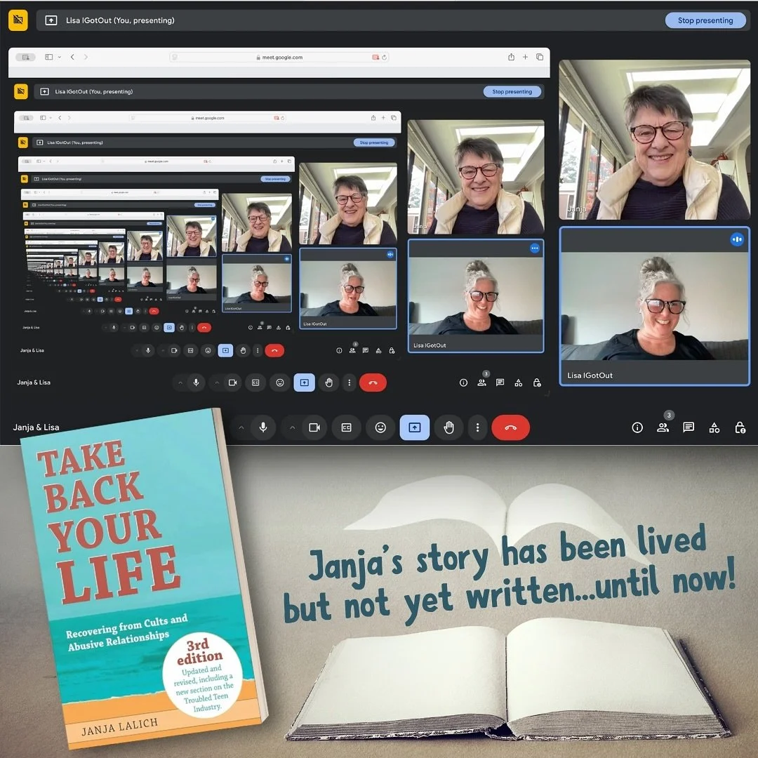 So thrilled to be workshopping with Dr. Janja Lalich as she develops her upcoming memoir! While Janja often shares anecdotal insights and her academic work has illuminated cultic dynamics for decades, this project marks a deeper, more intimate explor