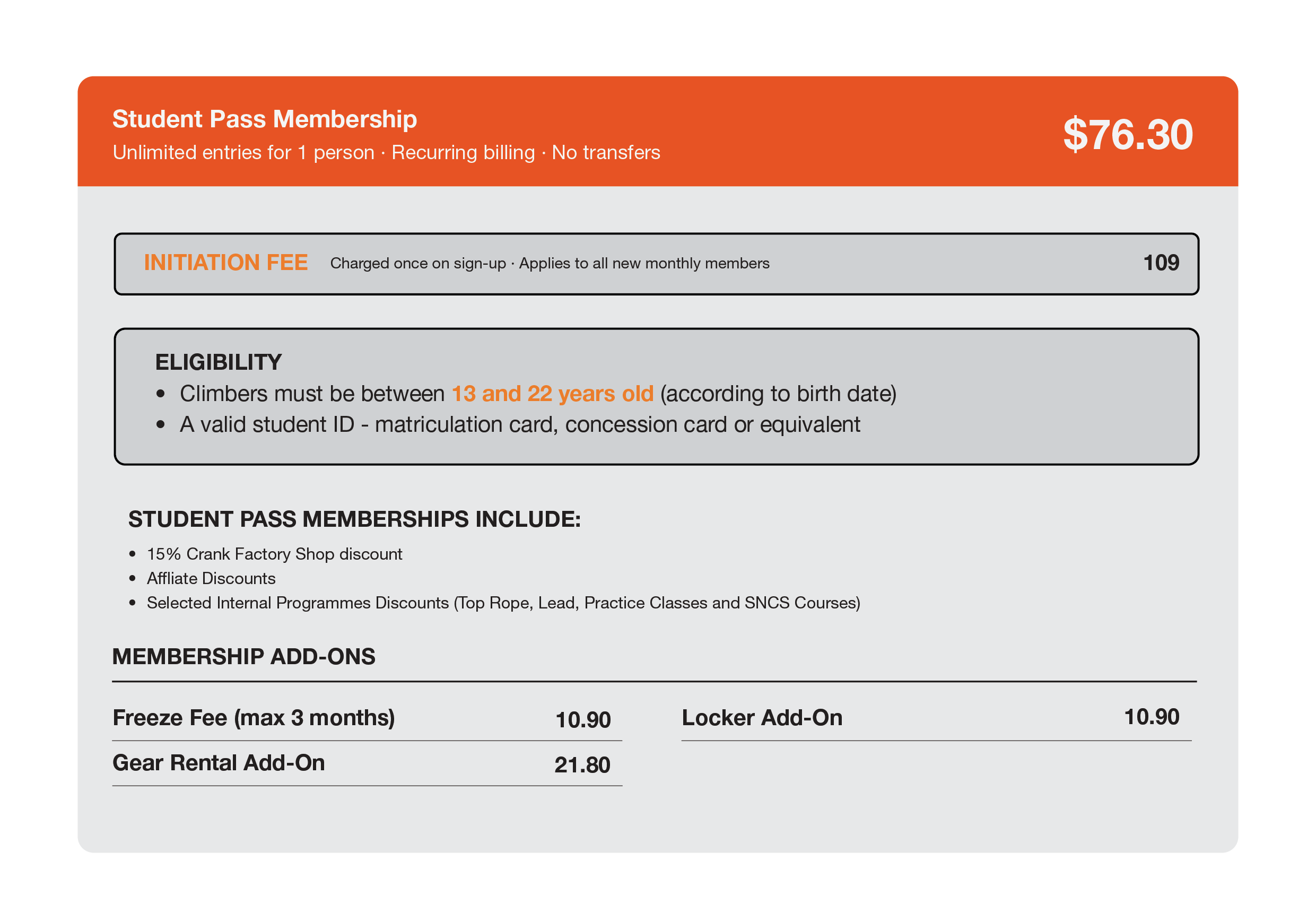 Student Pass Membership — Climb Central Singapore