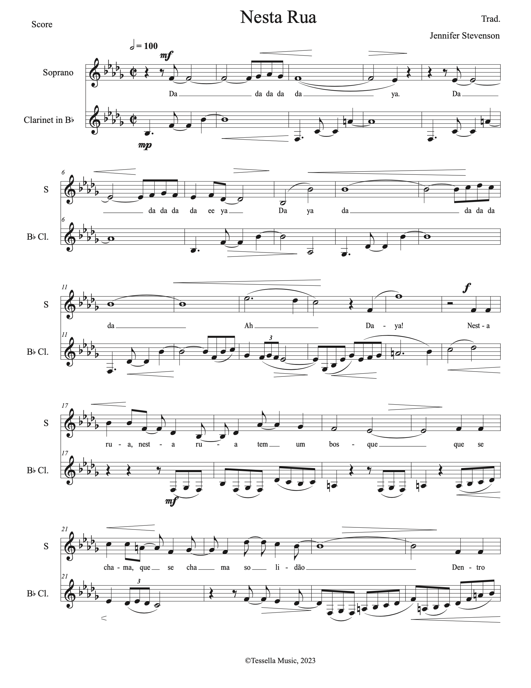 Nesta Rua for Soprano and Clarinet