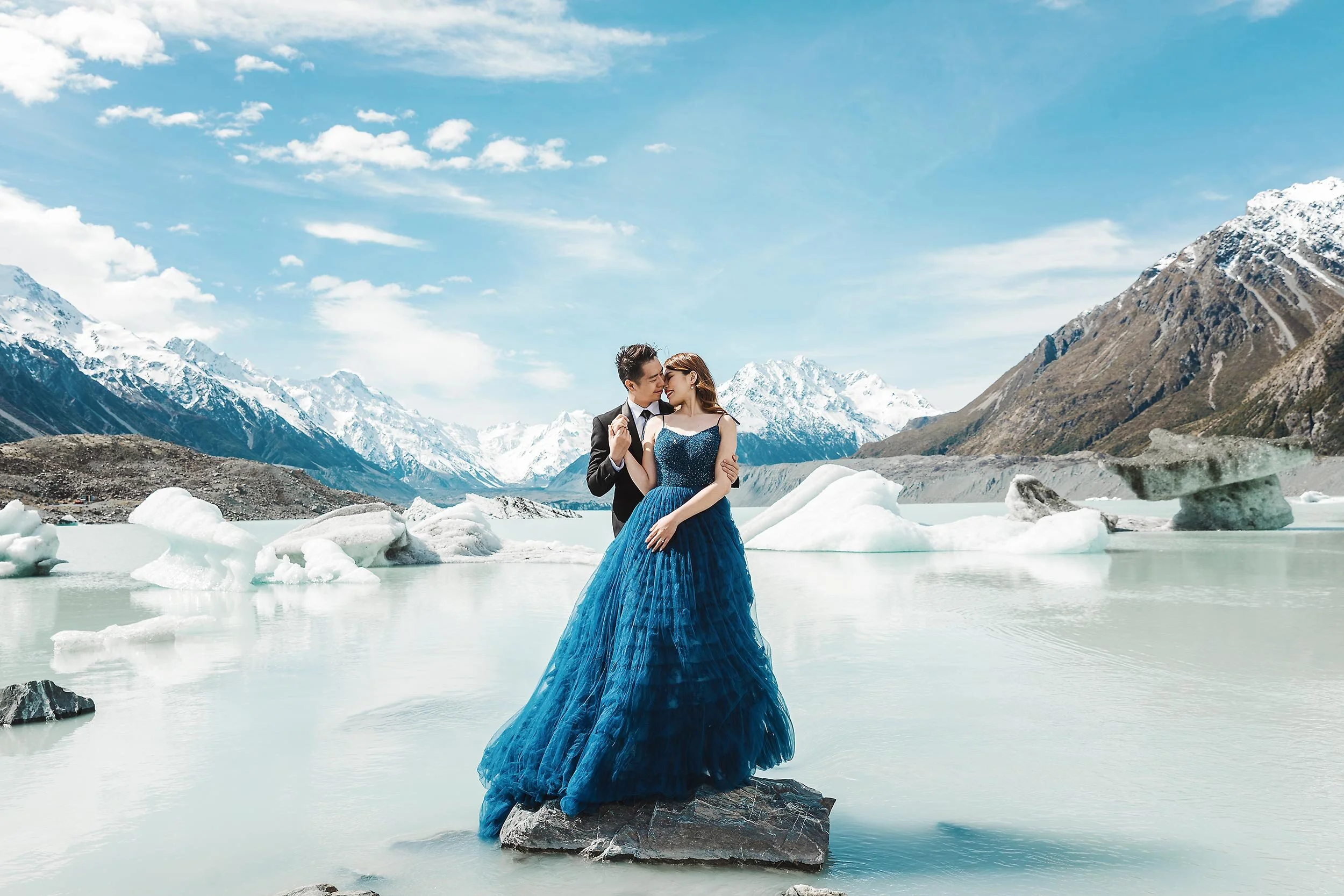 Mt Cook Tasman River Glacier Wedding Photo