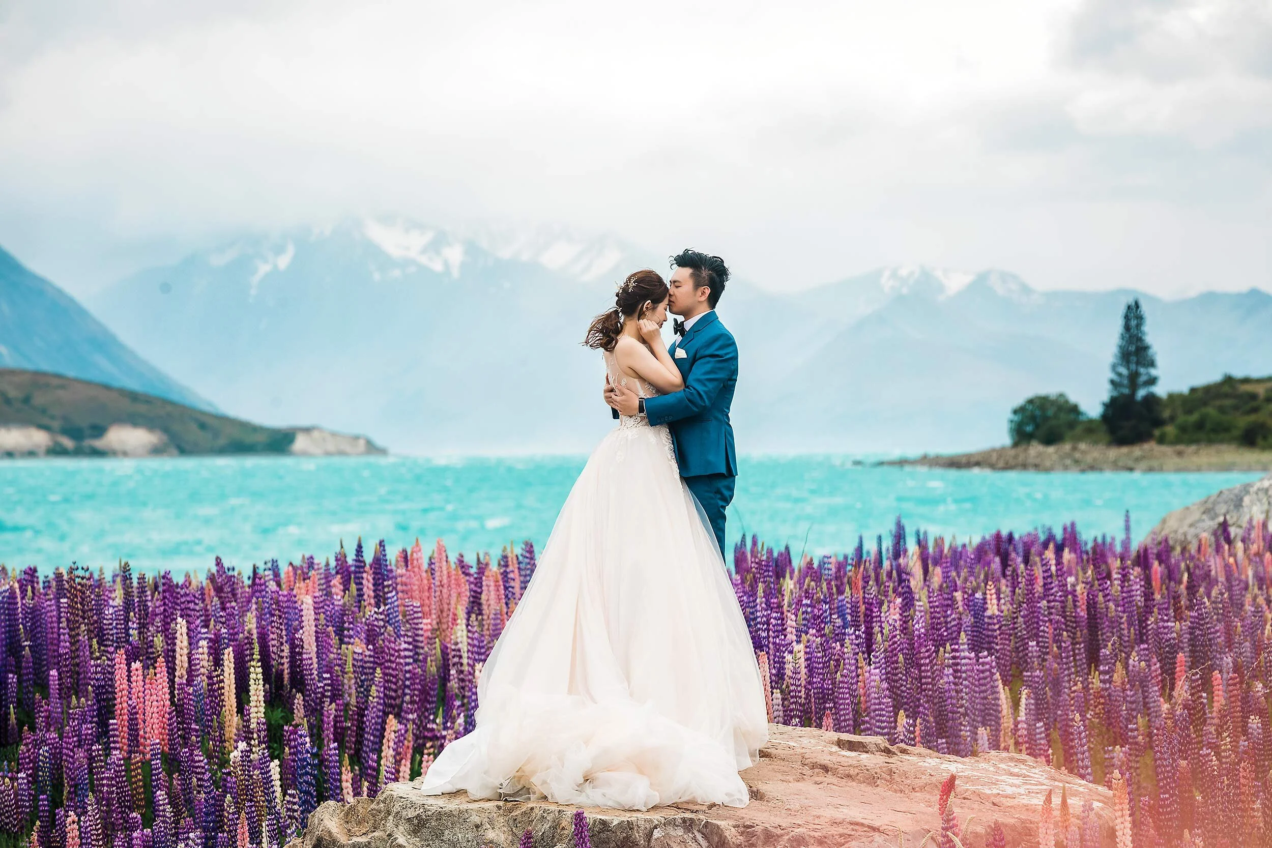Tekapo Lupins Lakeview Wedding Photo