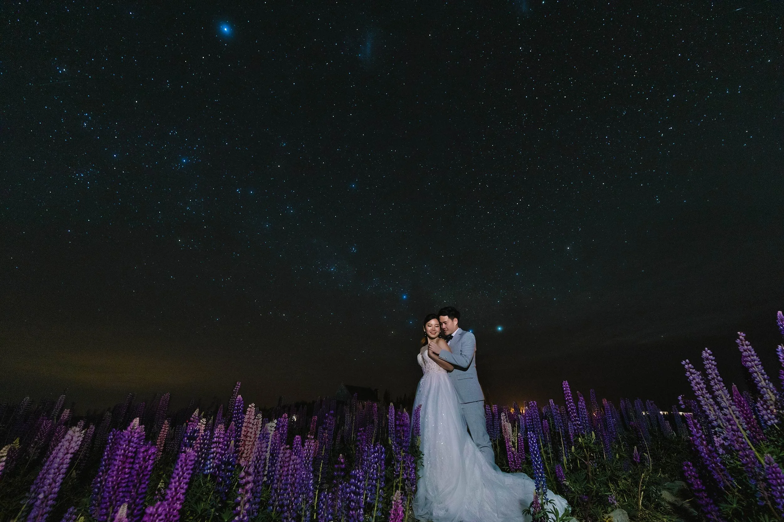 Tekapo Starry lupins Wedding Photo