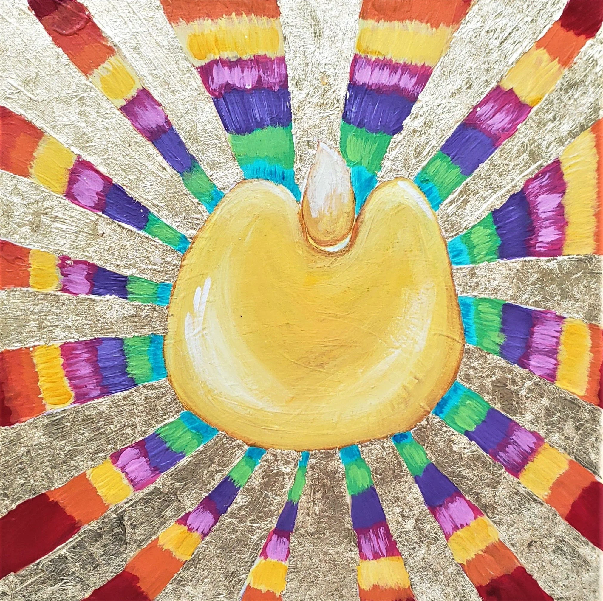 Rays of Corn! - acrylic and gold leaf on canvas