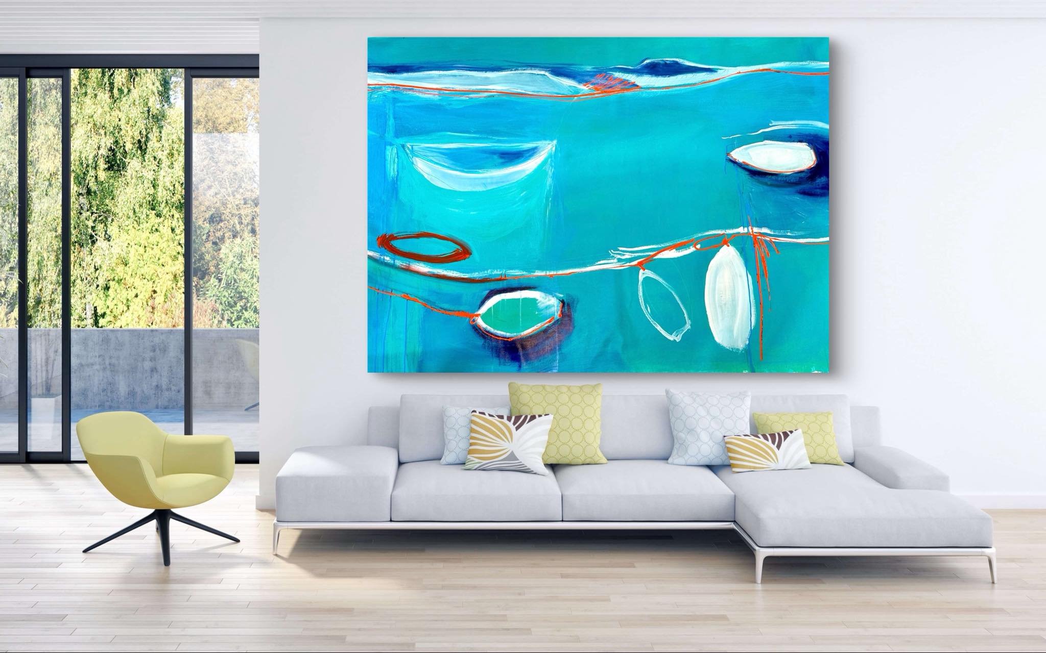 Turquoise Lagoon Acrylic &amp; oil on canvas 
152 cm x 120 cm 
A vibrant painting that embodies my passion for the ocean and stunning reflective lagoons. 
You can see this on my website or IRL at my studio  dm me 
https://www.stellagreigartist.com/or