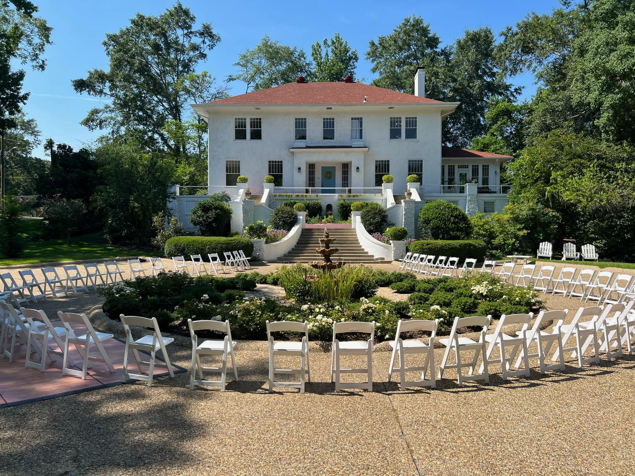 Unique outdoor wedding ceremony seating arrangement