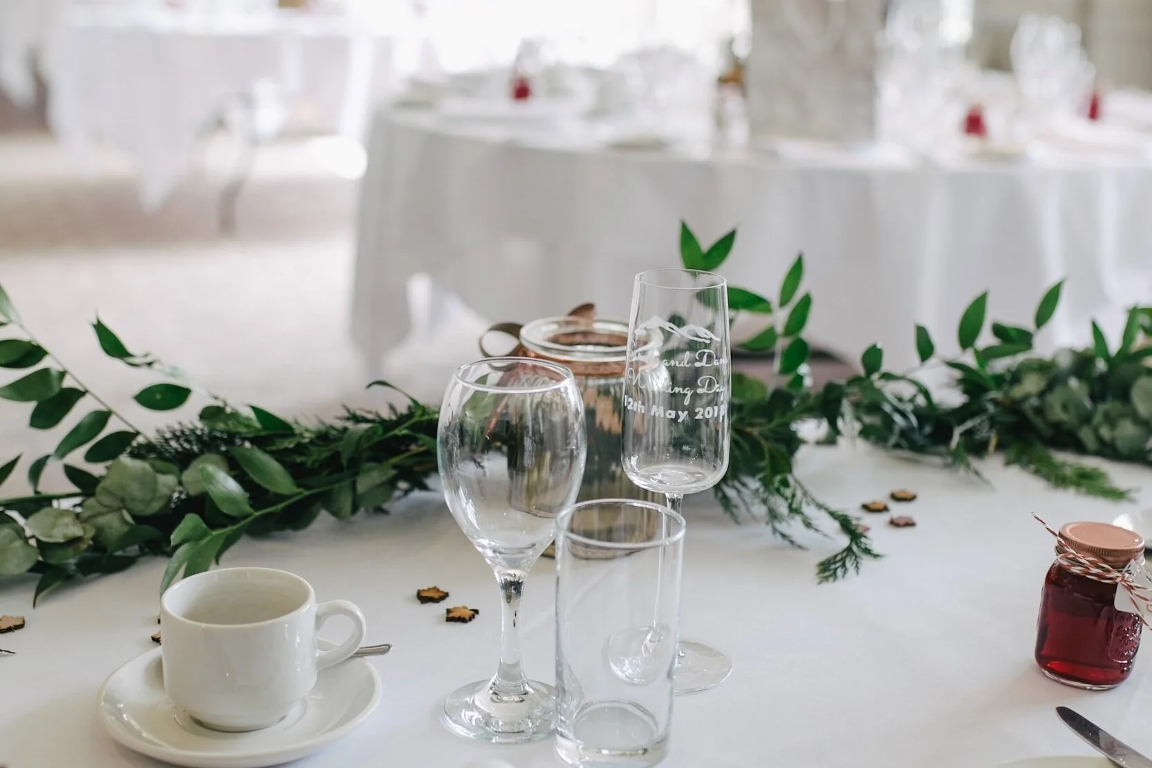 wedding table greenery
