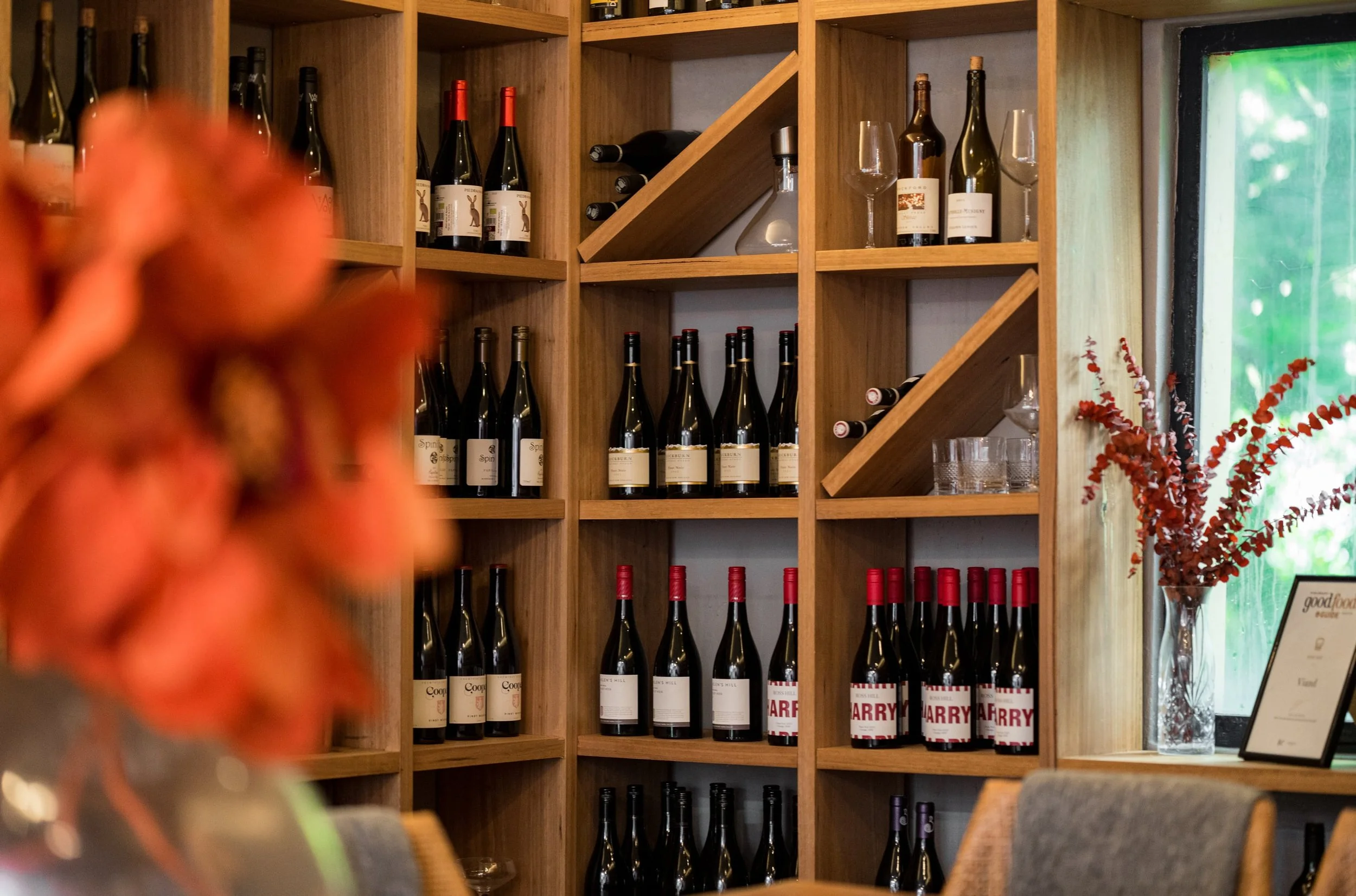 Selection of wine bottles showcasing our bespoke wine list