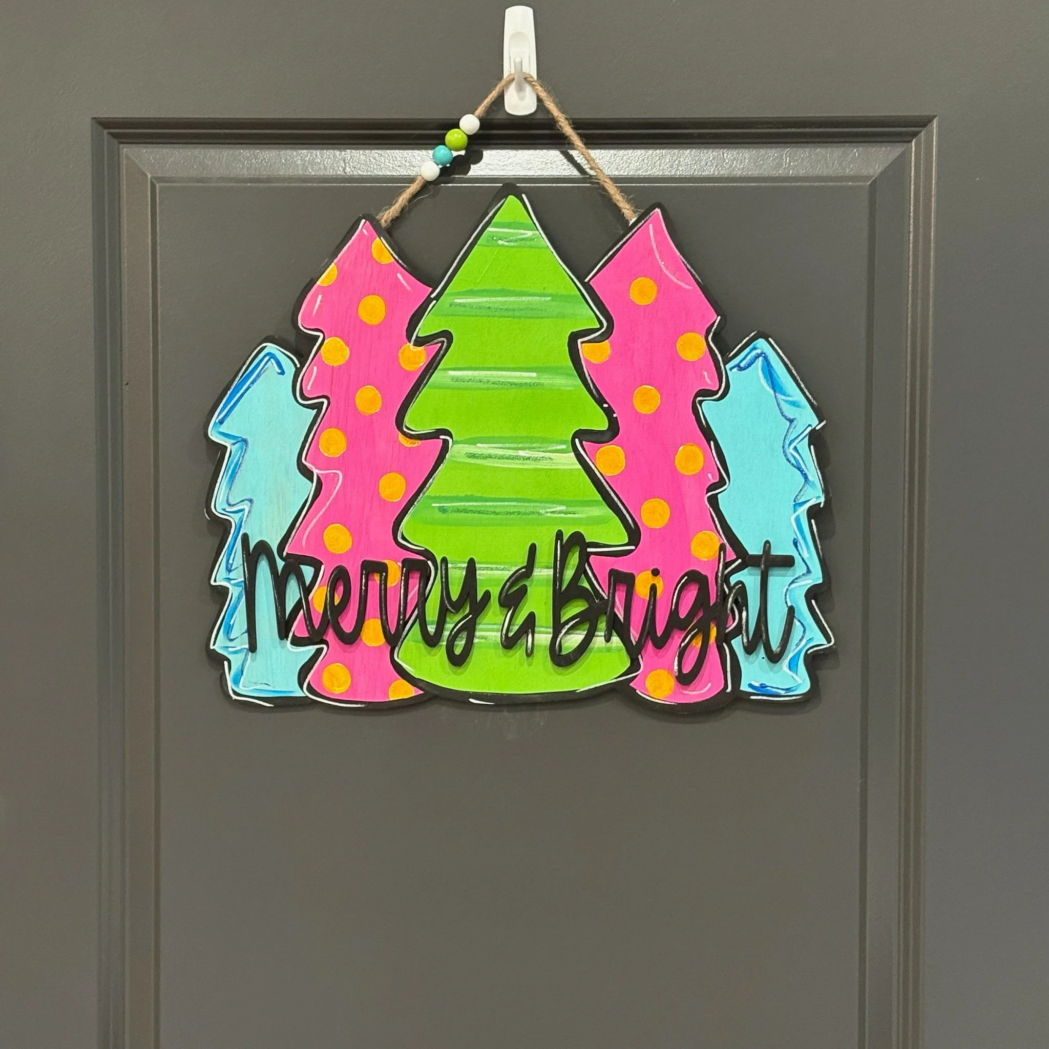 Merry & Bright Trees Door Hanger