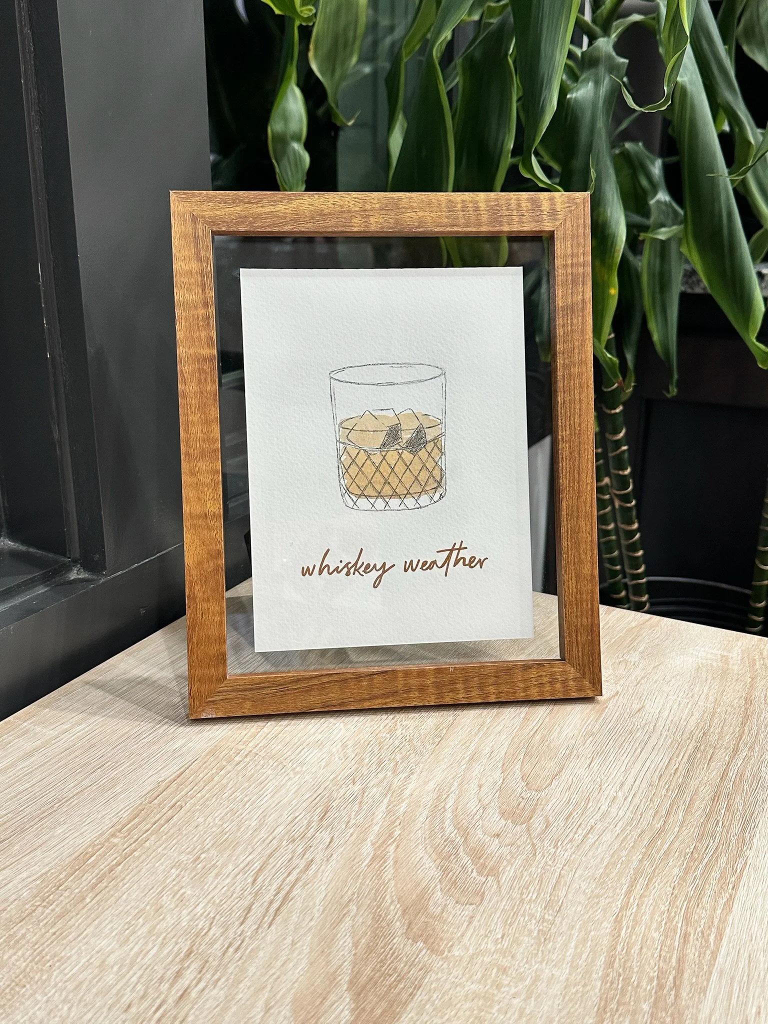 Framed Whiskey Weather Watercolor Painting