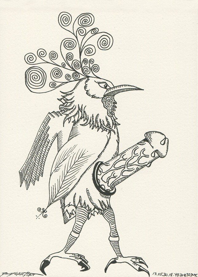 Cock Drawing #CD130530184800 Ink on paper 177.8mm x 127mm / 7”x5” May 30, 2013 New York City © David Greg Harth