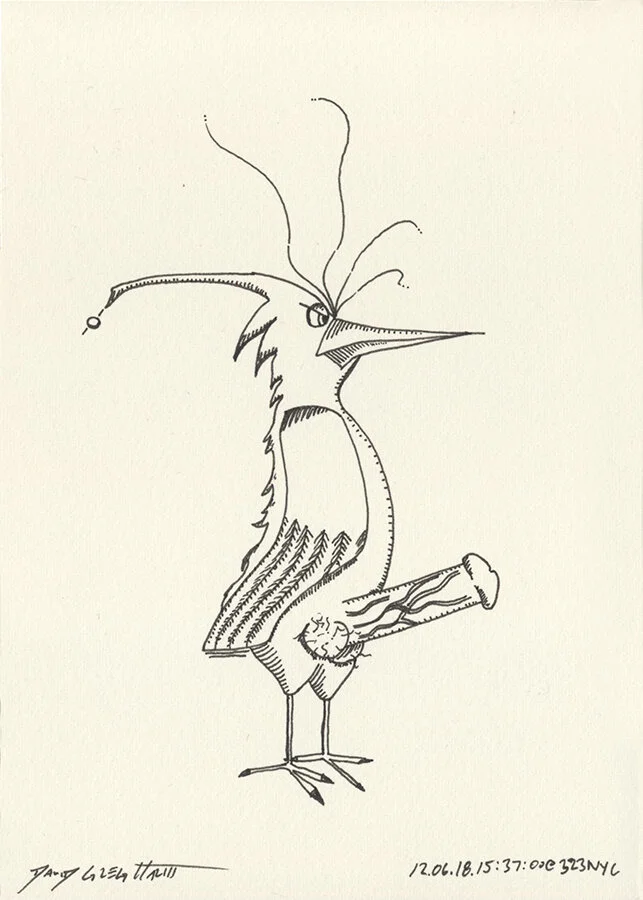 Cock Drawing #CD120618153700 Ink on paper 177.8mm x 127mm / 7”x5” June 18, 2012 New York City © David Greg Harth