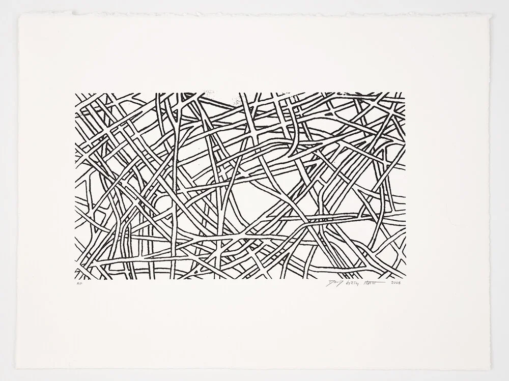 Thinkways #070408203600/080310203600  Silkscreen, Ink on Arches 88 Paper  Paper: 292.1mm x 381mm / 11.5” x 15”  Image: 152.4mm x 273.05mm / 6” x 10.75”  Edition: 15 + 1 Artists Proof, 3 Trial Proofs  Signed, Dated, and Numbered - in pencil by the artist.  2008  New York, New York  08.03.10.20:36:00@LESPNYC  © David Greg HarthThis print was made after the original drawing featured in this animated film.You can purchase this limited edition print here.