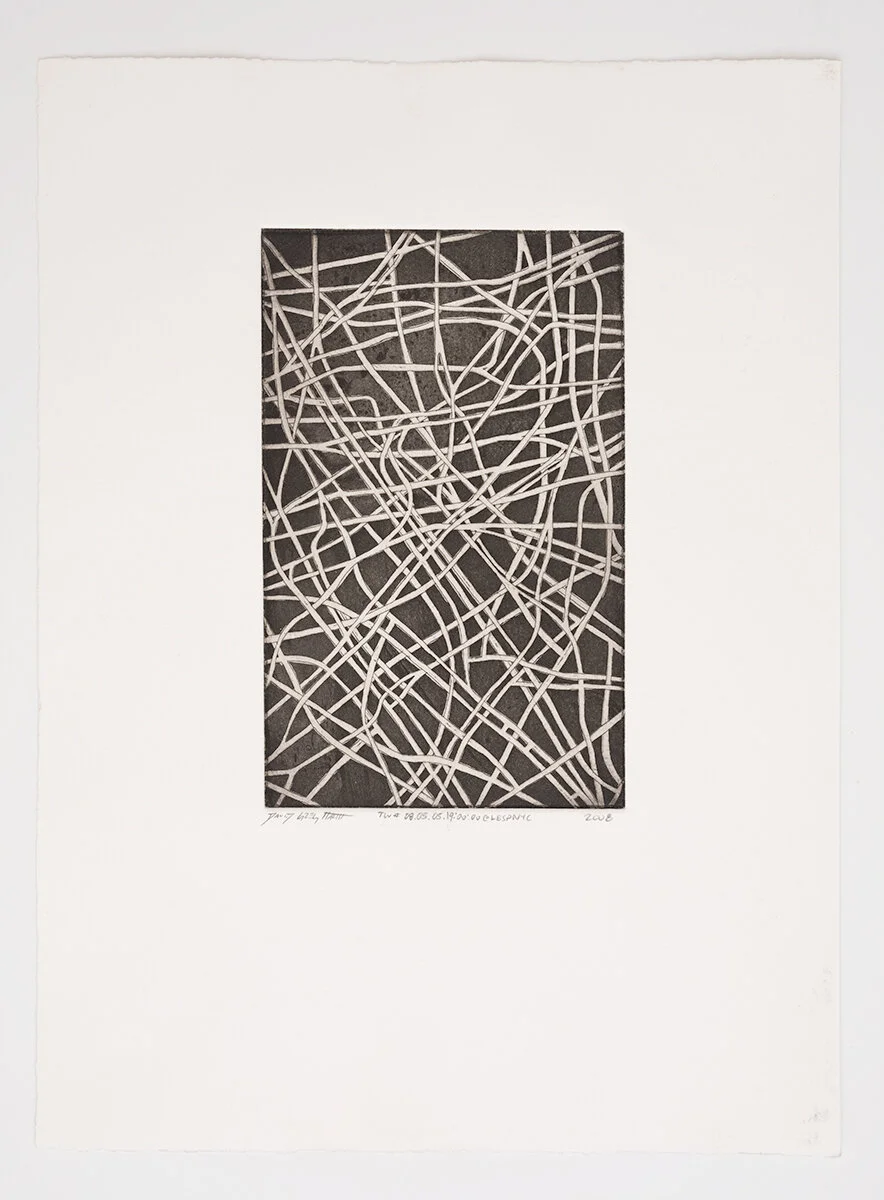 Thinkways #080505190000 Copper Etching with Aquatint, Graphic Chemical Ink on Hahnemühle Paper Paper: 381mm x 279.4mm / 15" x 11"<br> Image: 203.2mm x 127mm / 8" x 5"<br> May 5, 2008 New York, New York 08.05.05.19:00:00@LESPNYC © David G…