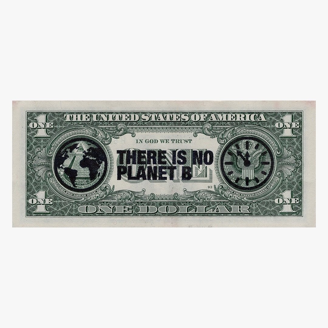 &mdash;⁣⁣⁣⁣⁣⁣⁣⁣⁣⁣⁣⁣⁣
&ldquo;THERE IS NOT PLANET B&rdquo;
April 22, 2022 (Earth Day)
66mm x 156mm
Ink on a United States of America Currency Note
Unlimited Edition circulated, traded, and spent at face value. (Not signed)
Brooklyn, New York
22.04.22.0