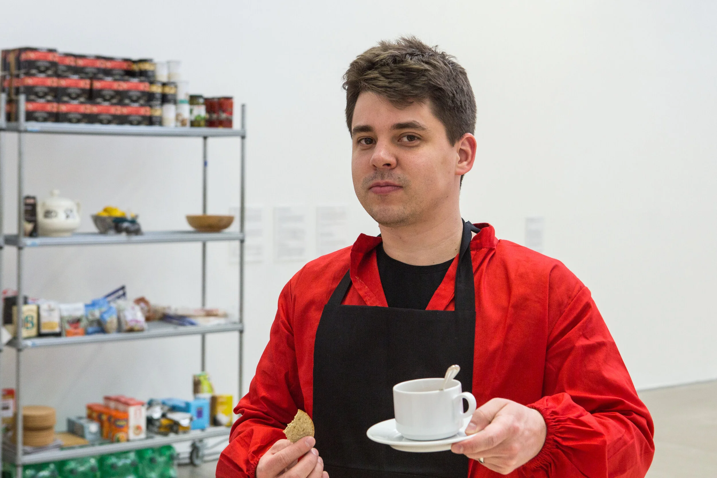 Coffee break during Setting the Table (2018), an exhibition-in-the-making organised by Jason E. Bowman. BALTIC 39, Newcastle upon Tyne, UK. Photo: Justin O'Shaughnessy.