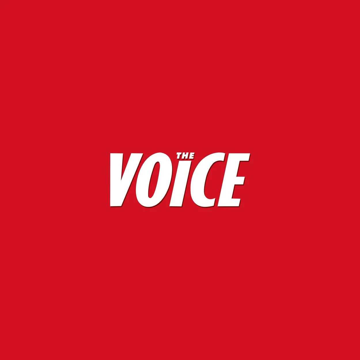 Logo of "The Voice" on a red background