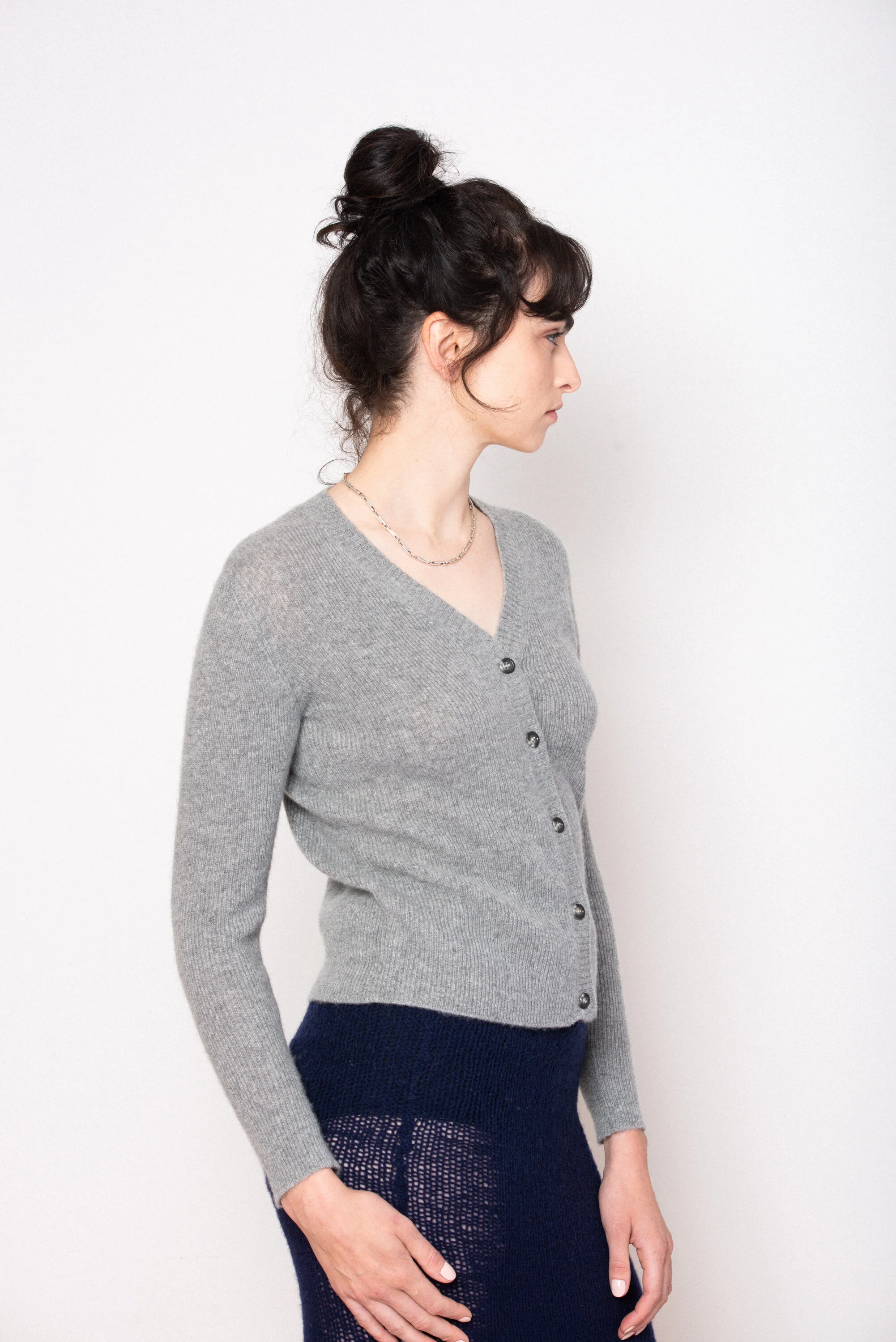 Gray Cashmere Cardigan