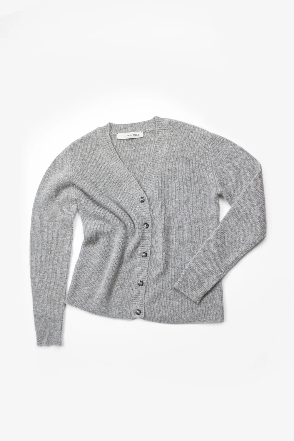 RIB CARDIGAN in Ash Grey — Ros Duke