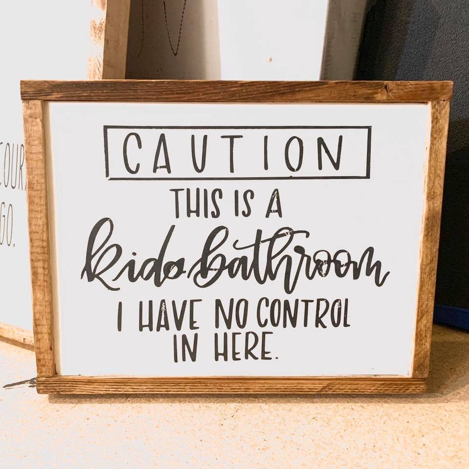 Caution - kids bathroom