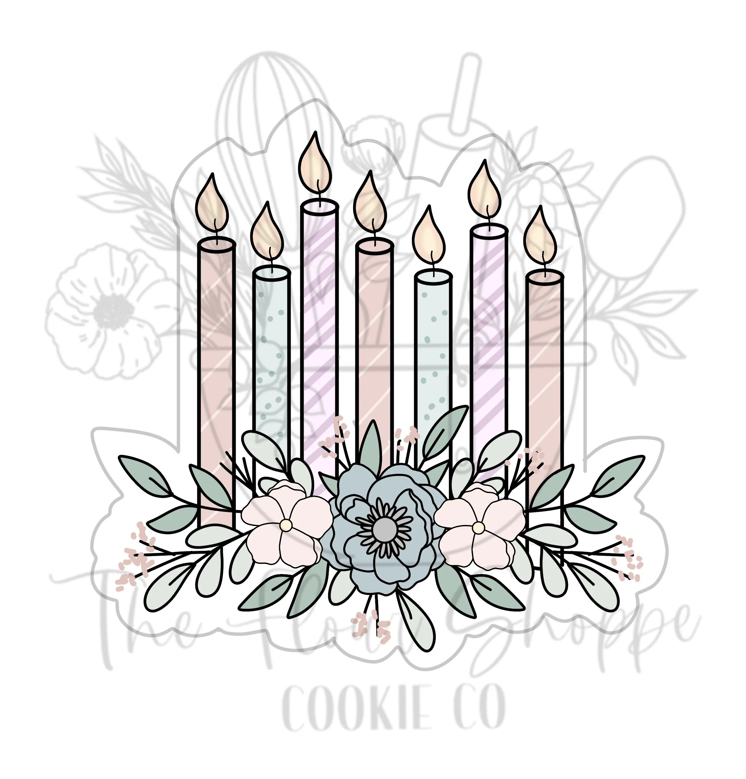 Birthday Candles with Flowers, Florals Cookie Cutter STL