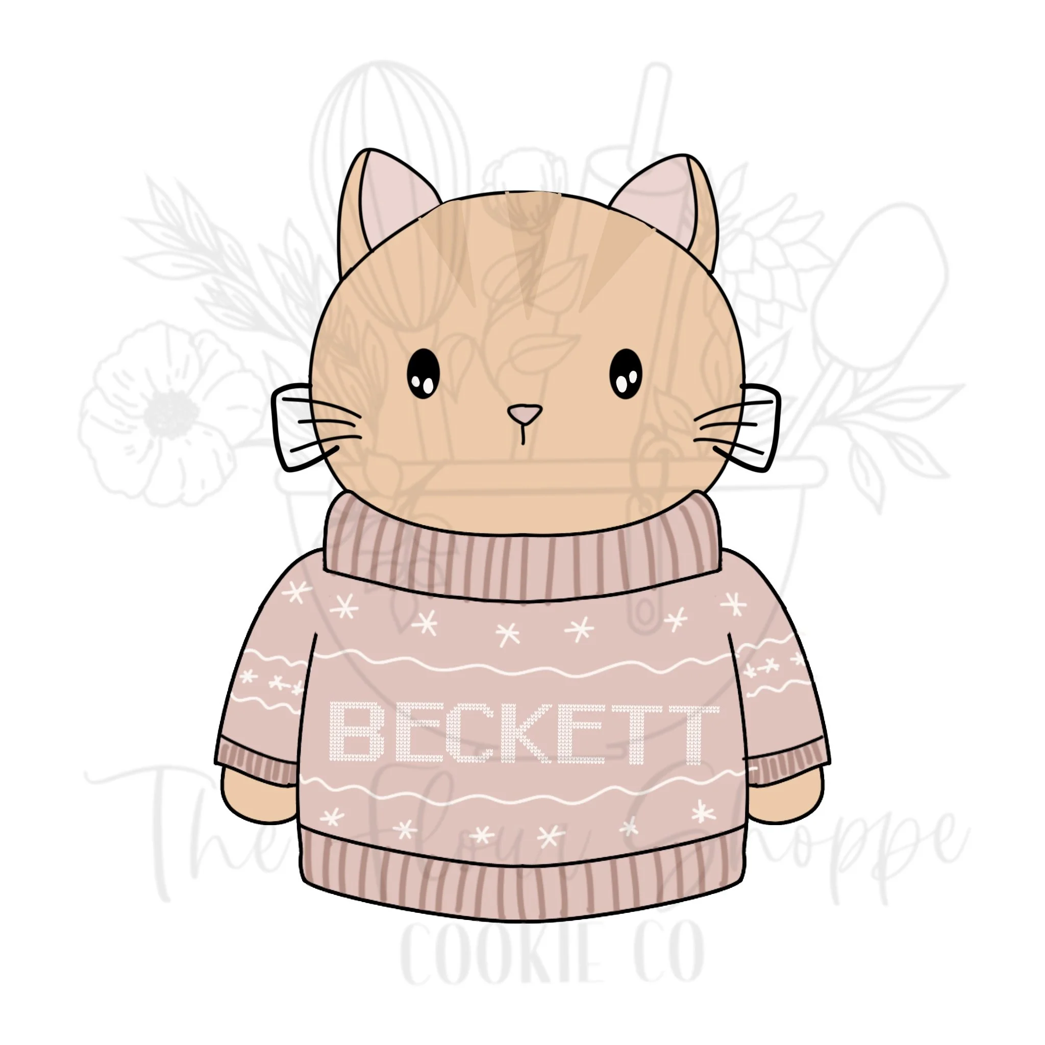 Cat Christmas Sweater Cookie Cutter STL