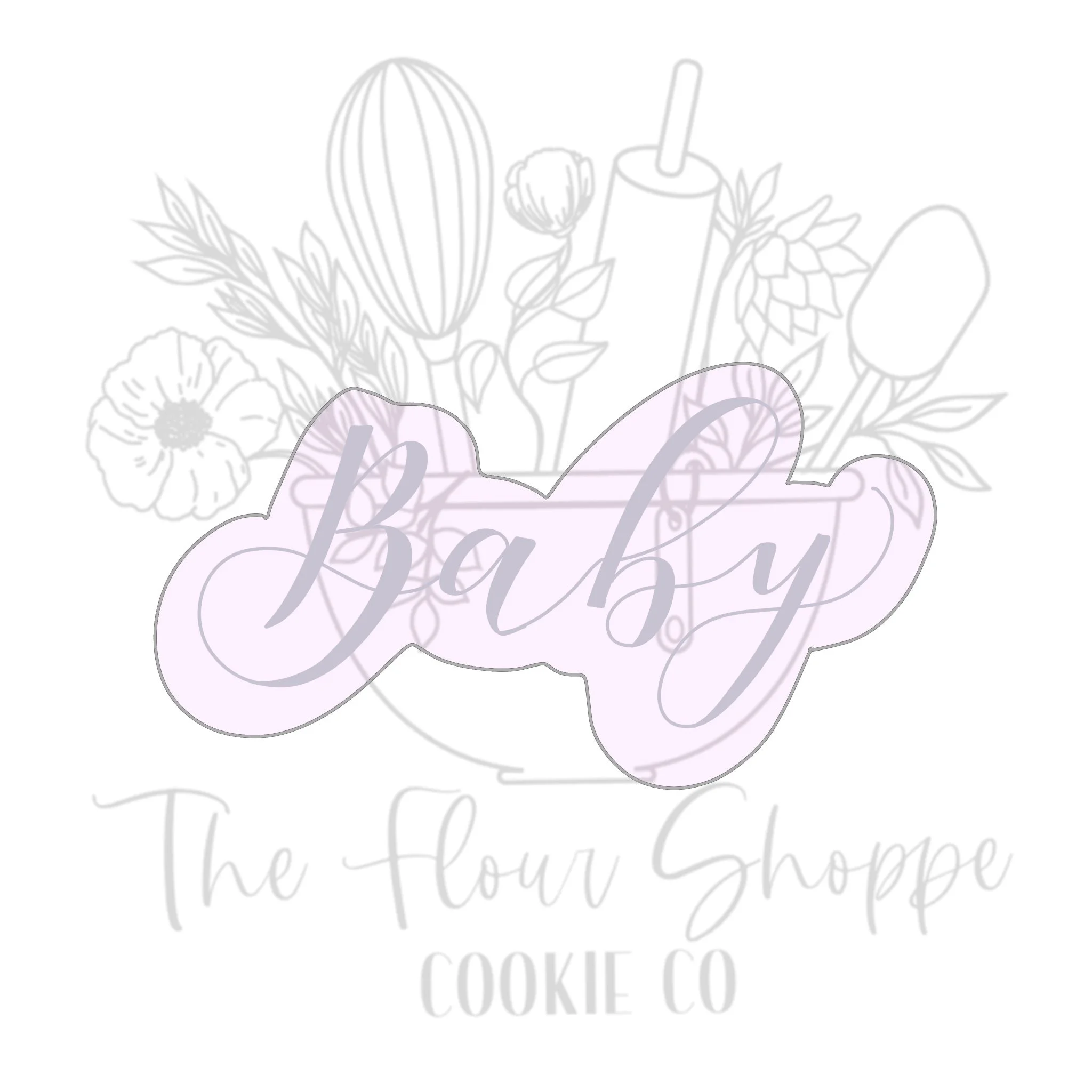Baby 3 cursive Text Plaque Cookie Cutter STL