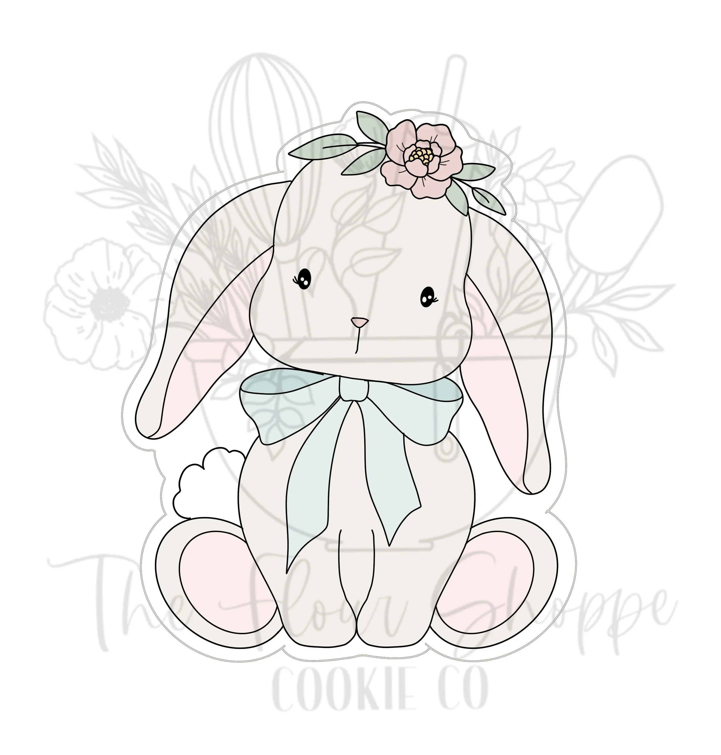 Bunny Rabbit 3 with Florals, Easter Digital STL Cookie Cutter