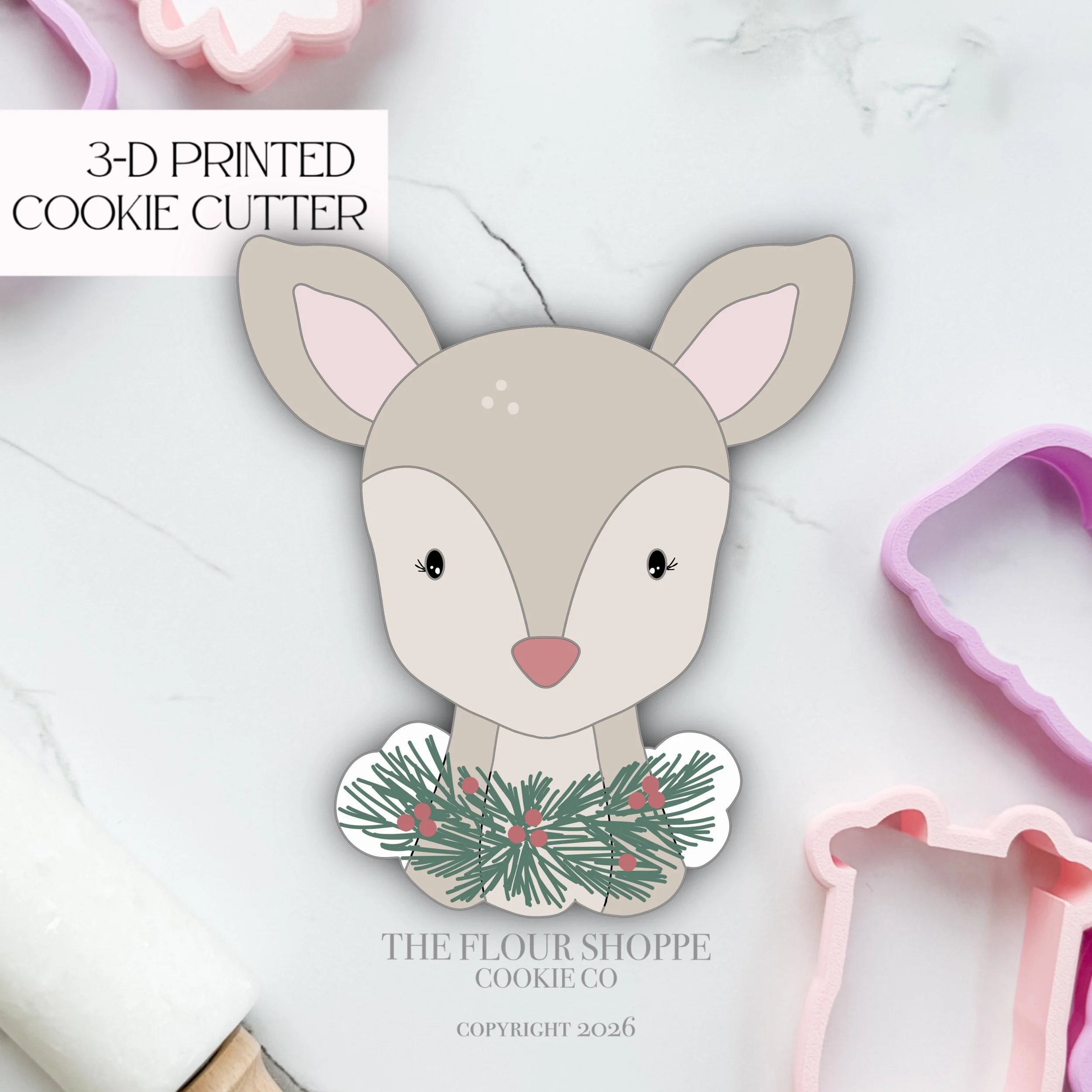 Reindeer Face 4 Cookie Cutter STL