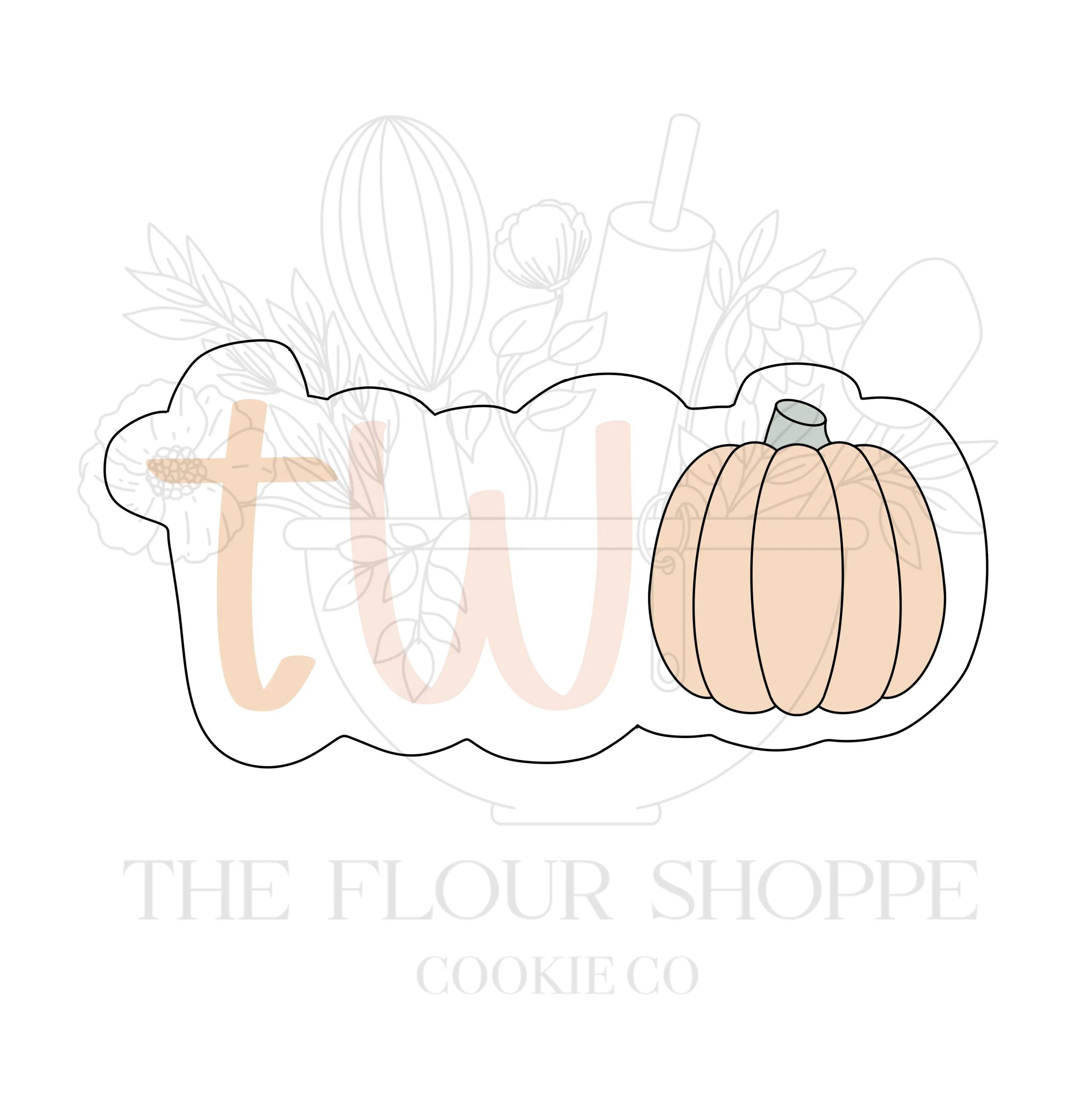 TWO With Pumpkin, Halloween Cookie Cutter STL