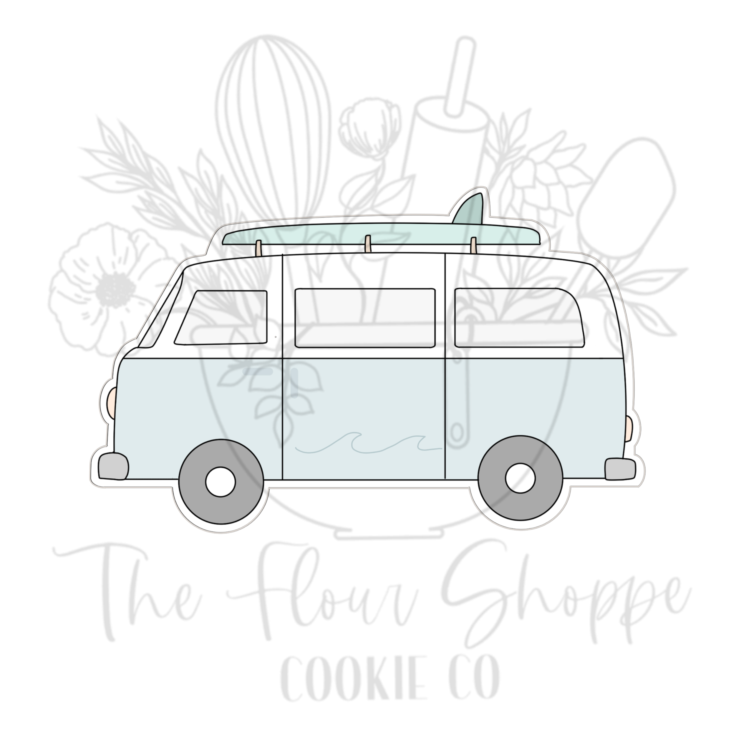 Van with Surfboard Cookie Cutter STL