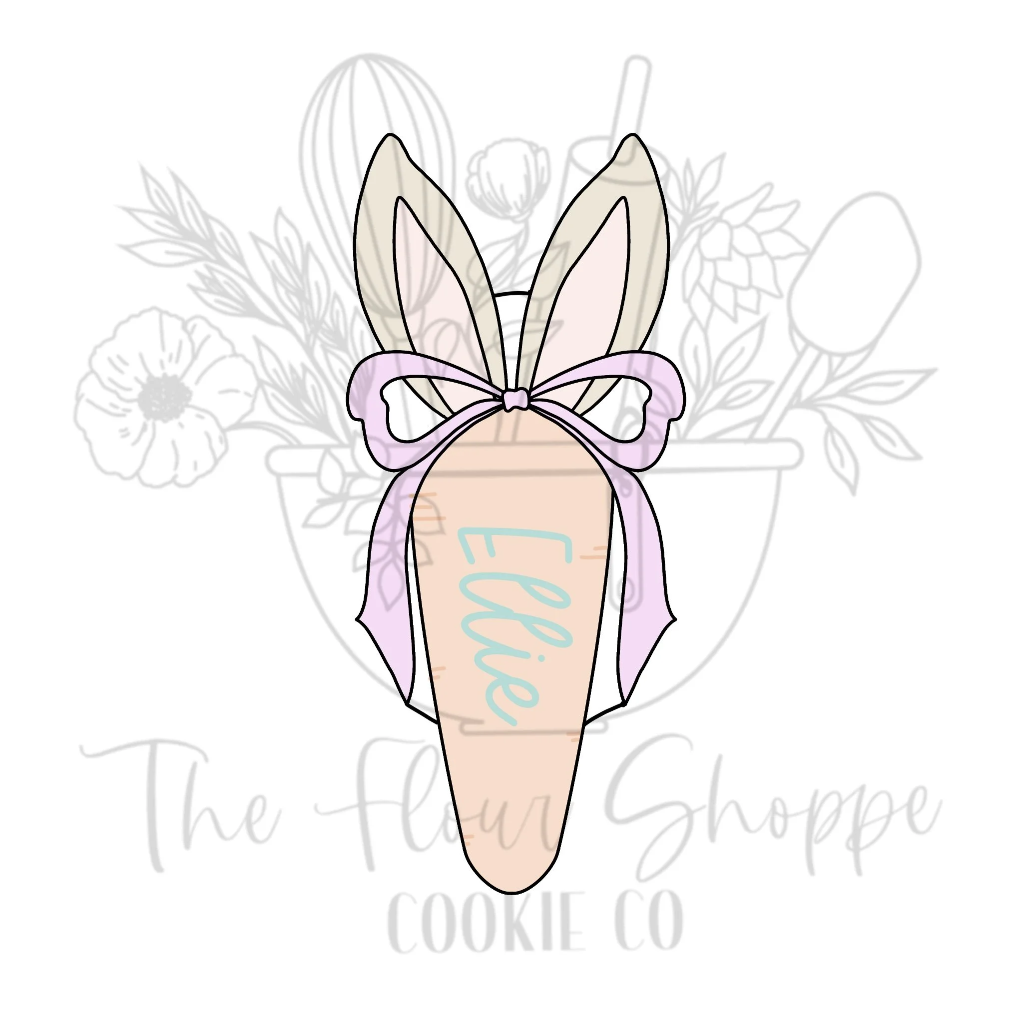 Bunny Carrot with Bow, Easter Digital STL Cookie Cutter