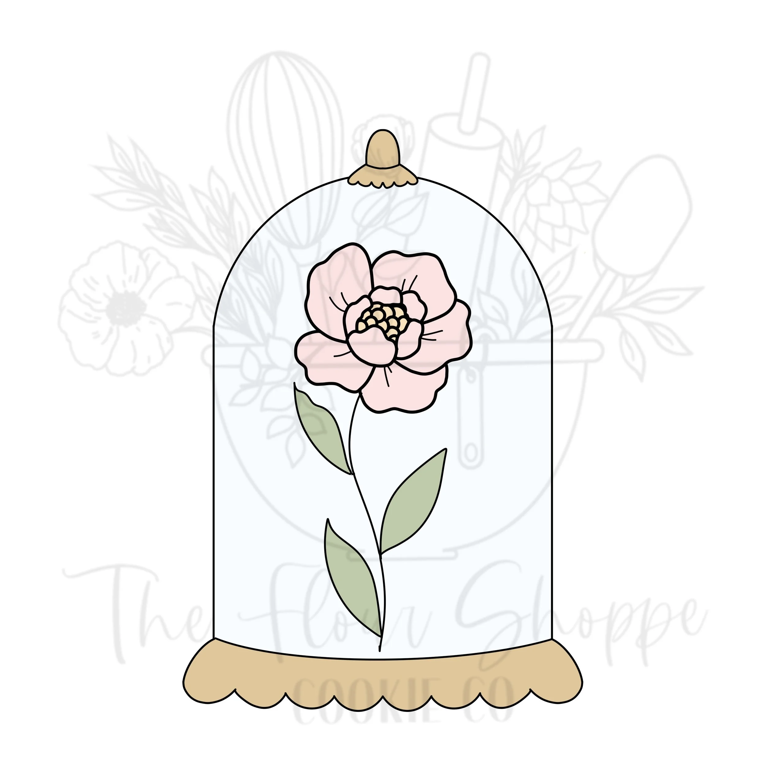 Rose in Glass Cloche,  Beauty and the Beast Cookie Cutter STL
